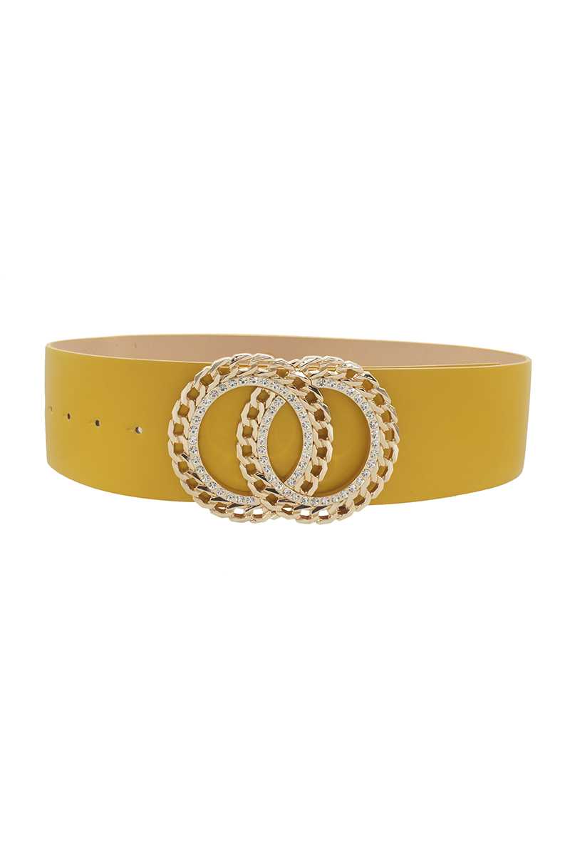 Double Circle Chain And Rhinestone Trim Design Belt - ShopEasier