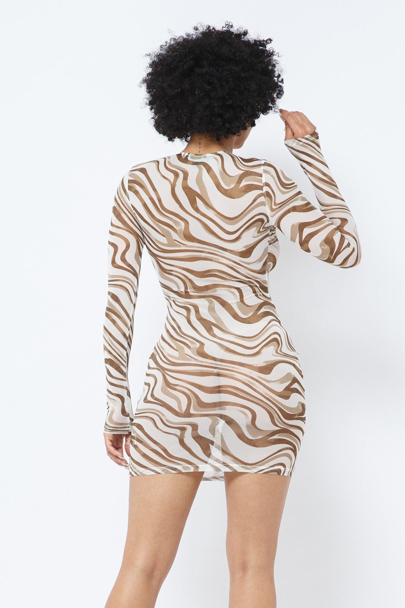 Printed Mesh Dress - ShopEasier