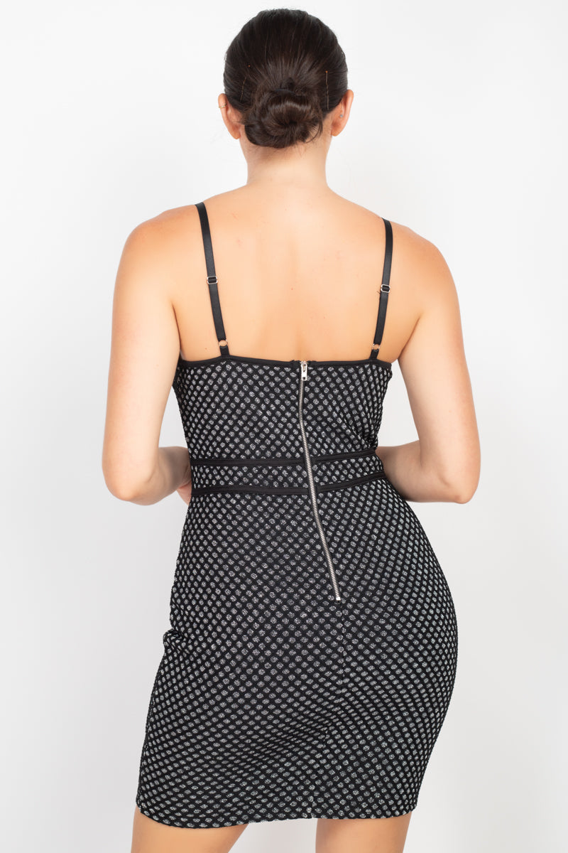 Sleeveless Sparkle Honeycomb Bodycon Dress - ShopEasier