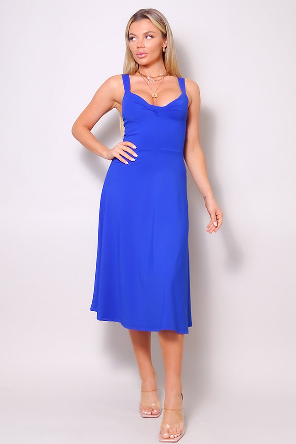 Sleeveless Twist Front A Line Midi Dress - ShopEasier