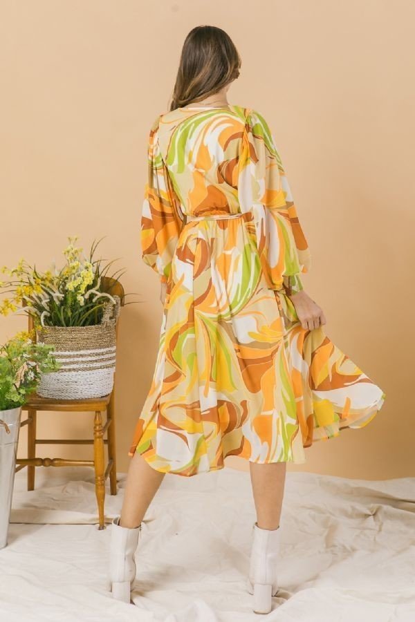 A Printed Woven Midi Dress - ShopEasier