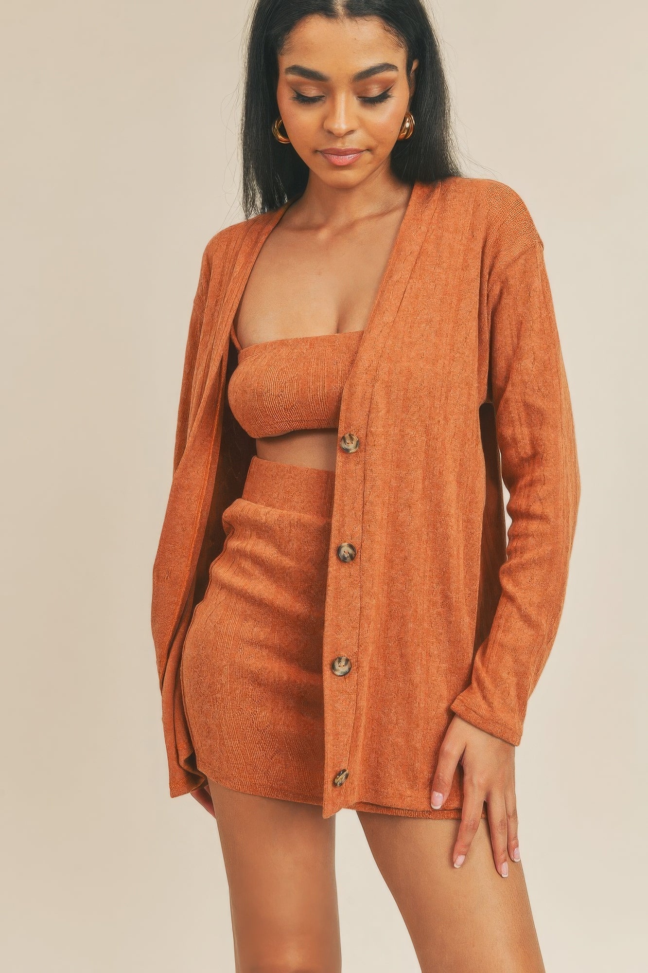 Cardigan Solid Color 3 Piece Set - ShopEasier