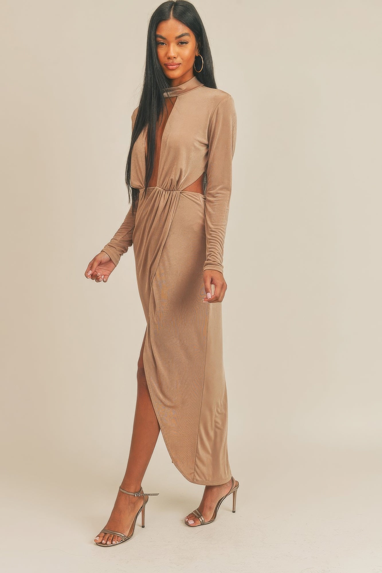 Pecan Brown Open Front Dress - ShopEasier