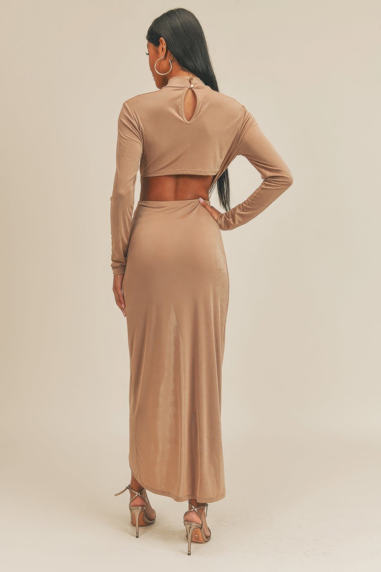 Pecan Brown Open Front Dress - ShopEasier