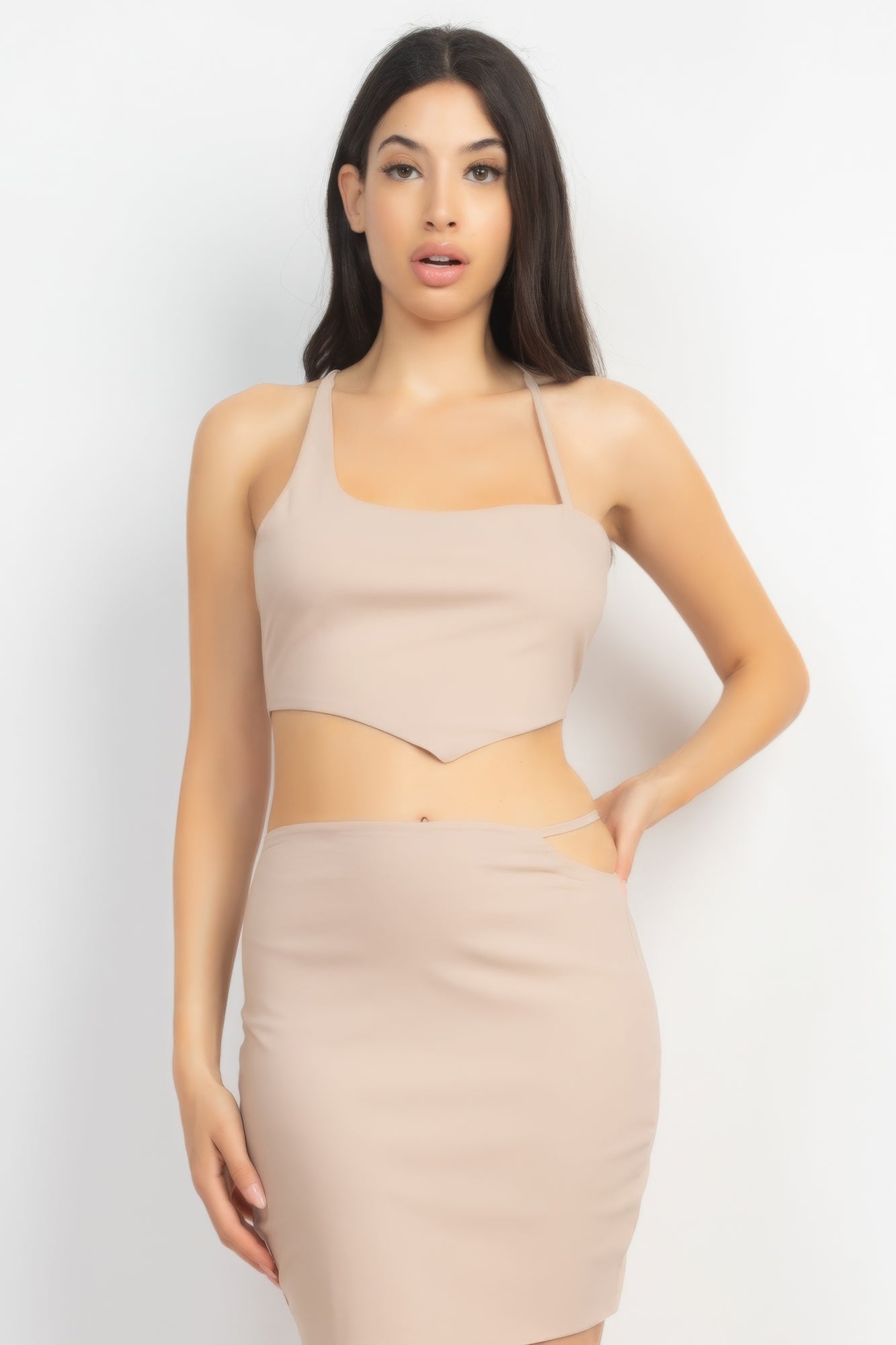 Asymmetrical Cross Back Top & Skirts Set - ShopEasier