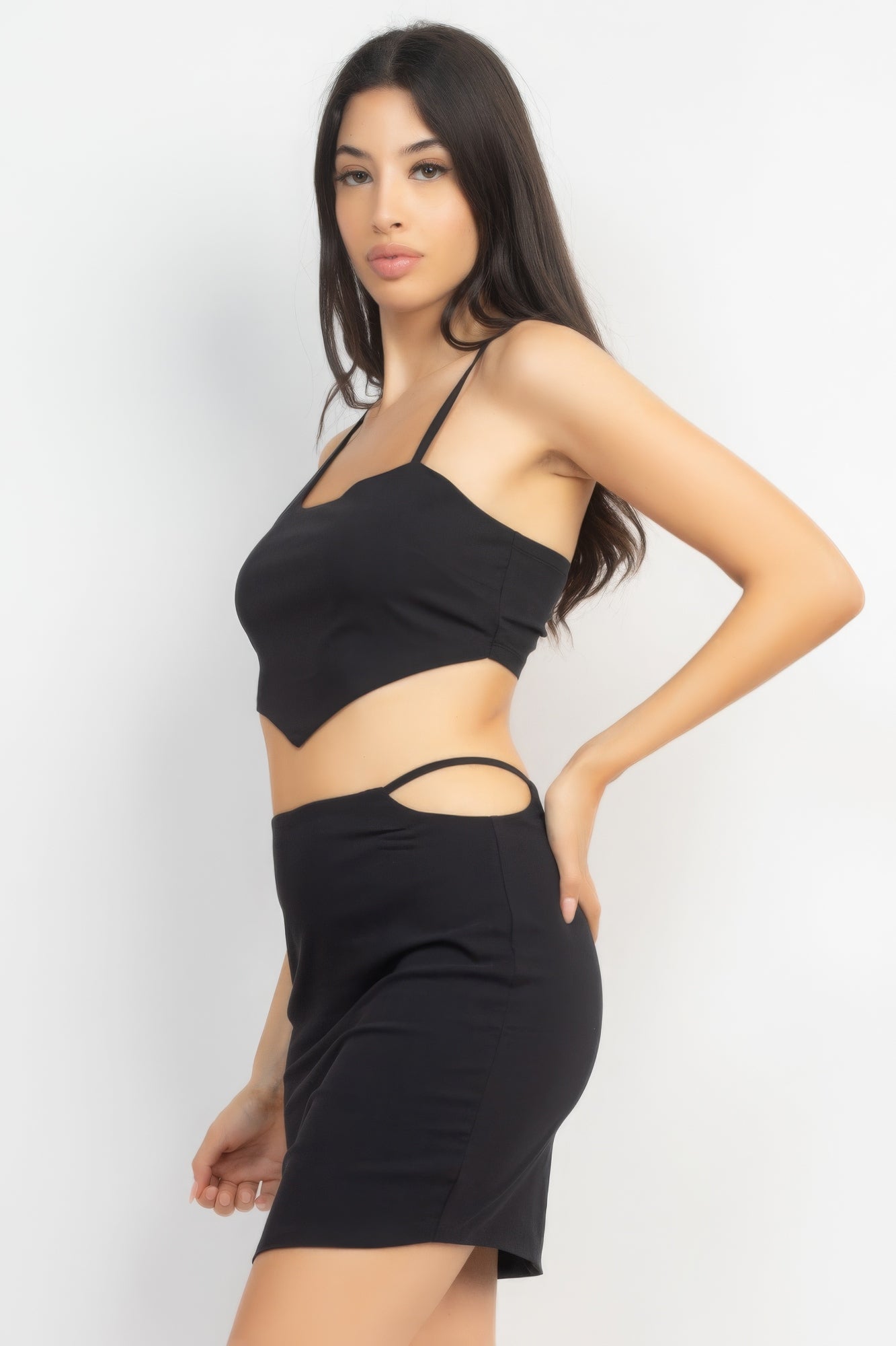 Asymmetrical Cross Back Top & Skirts Set - ShopEasier