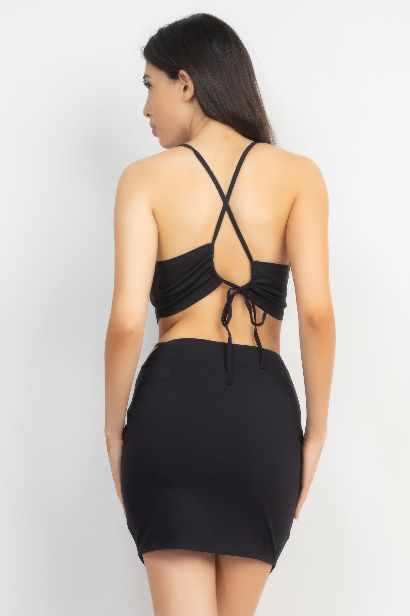 Asymmetrical Cross Back Top & Skirts Set - ShopEasier