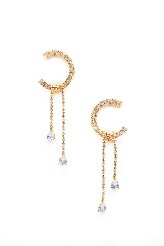 C Shape Rhinestone Dangle Earrng - ShopEasier