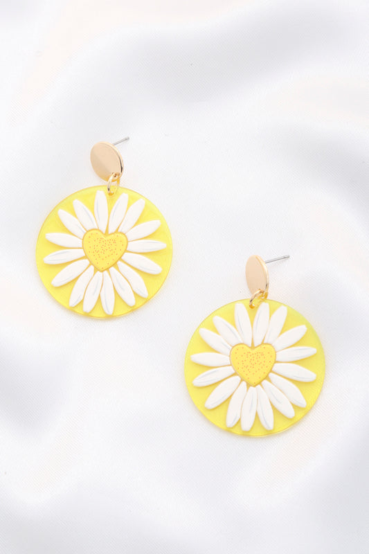 Daisy Printed Round Ac Drop Earriing - ShopEasier