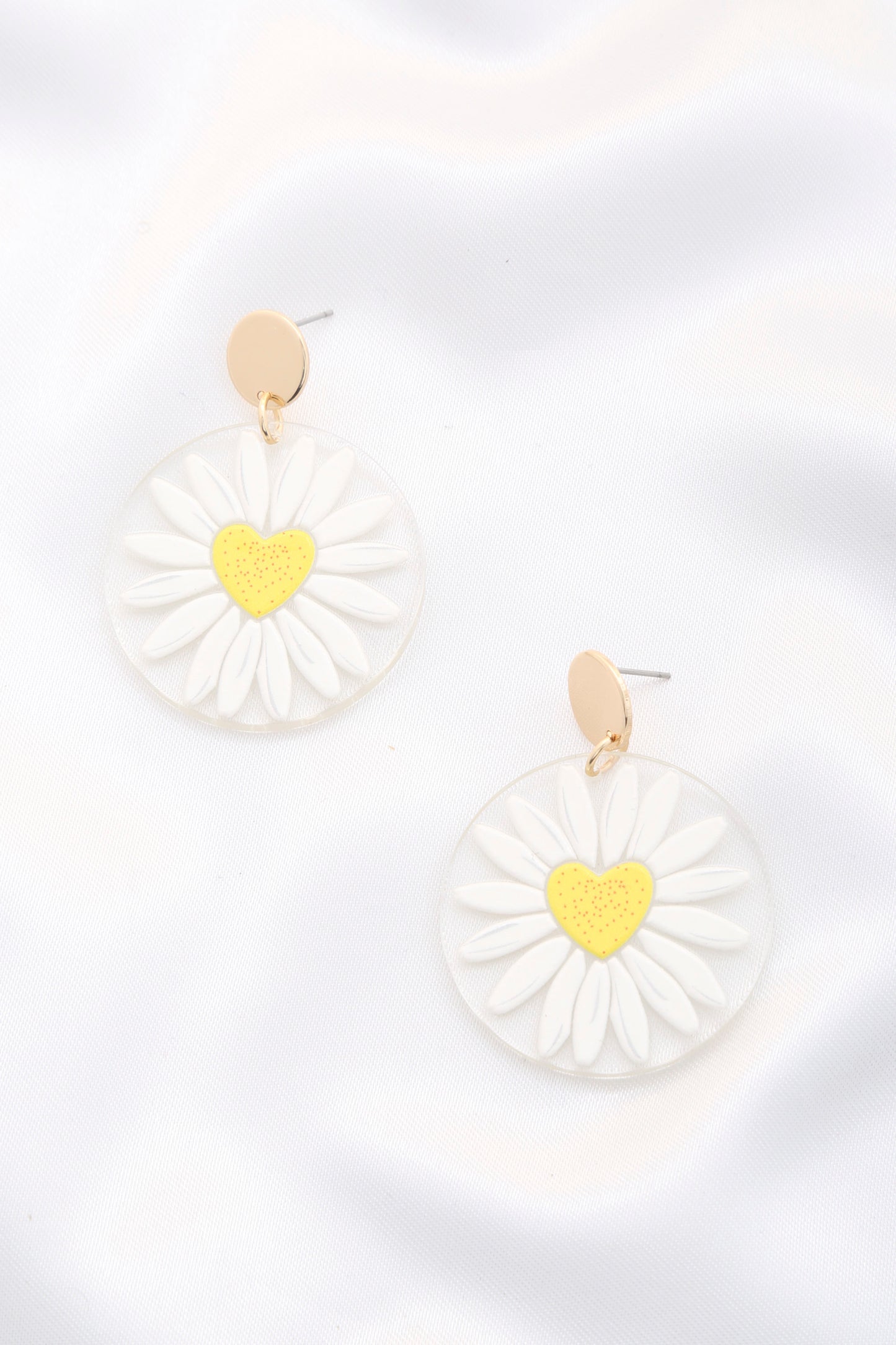 Daisy Printed Round Ac Drop Earriing - ShopEasier