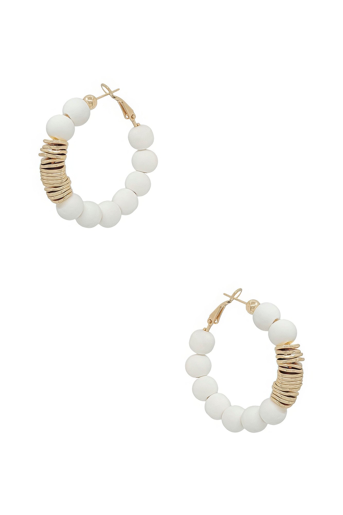 Clay Ball With Metal Accent Hoop Earring - ShopEasier