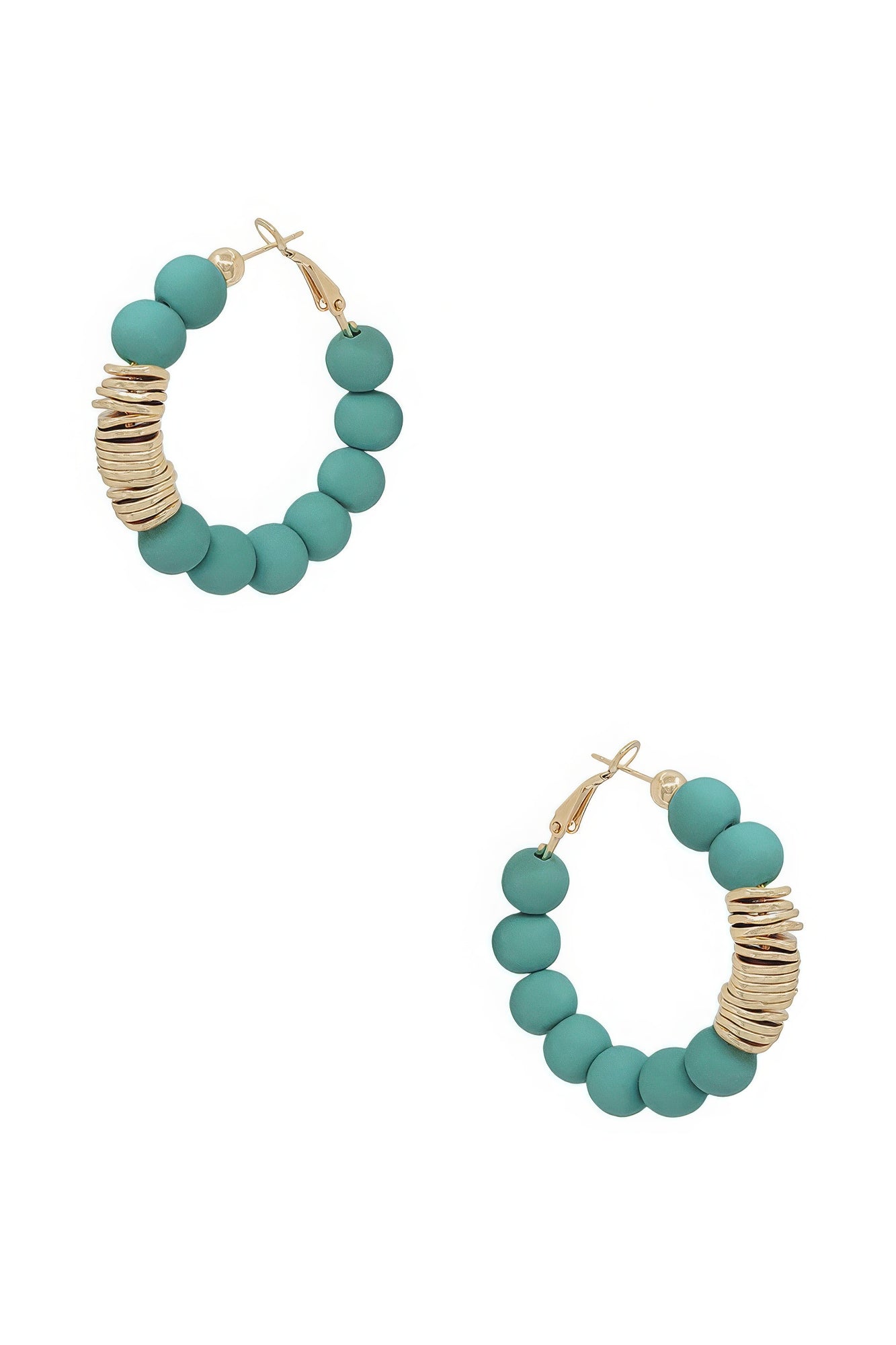 Clay Ball With Metal Accent Hoop Earring - ShopEasier