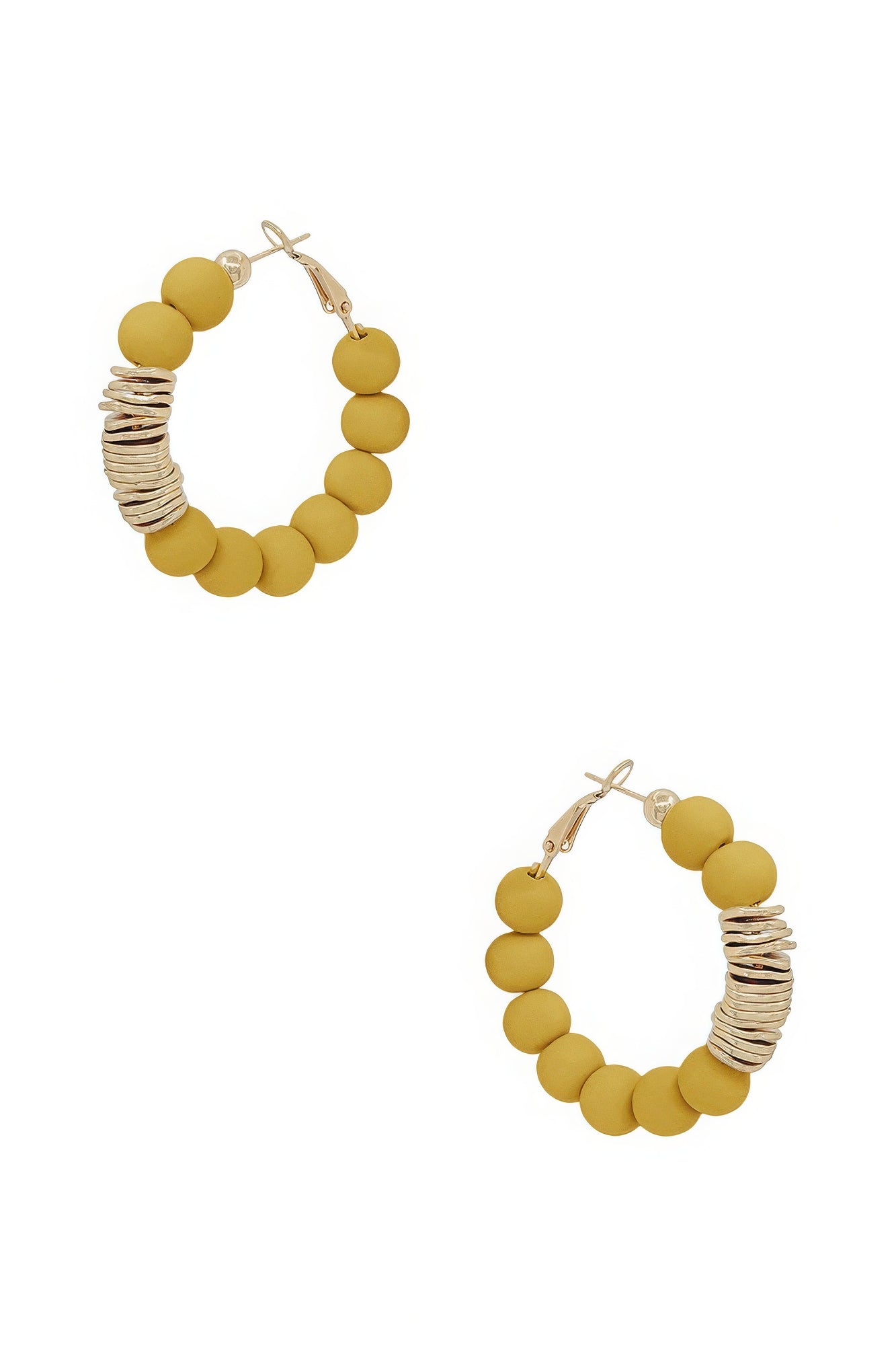 Clay Ball With Metal Accent Hoop Earring - ShopEasier