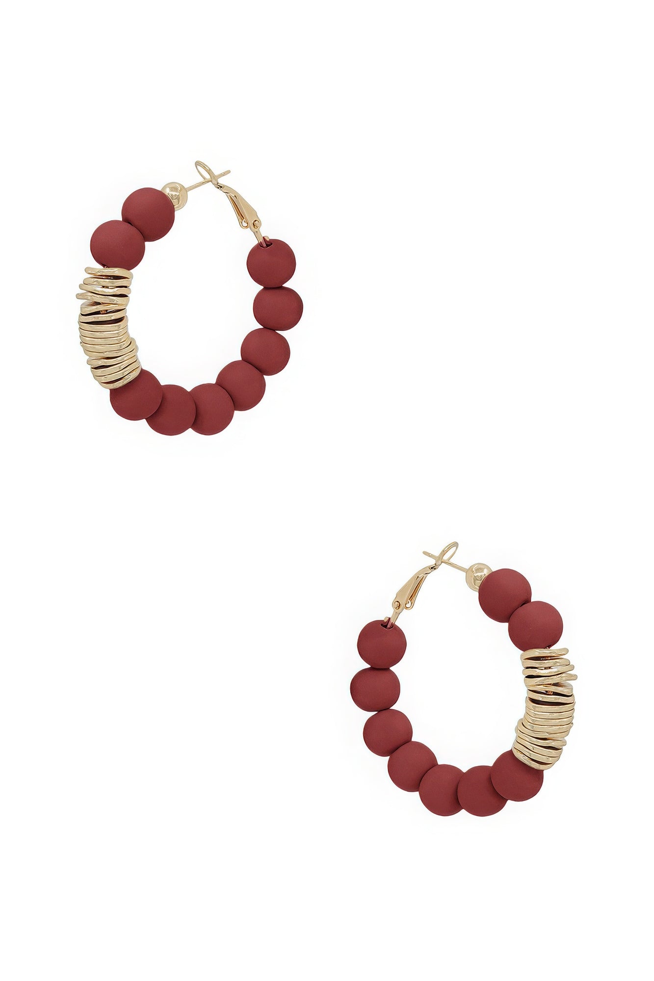 Clay Ball With Metal Accent Hoop Earring - ShopEasier