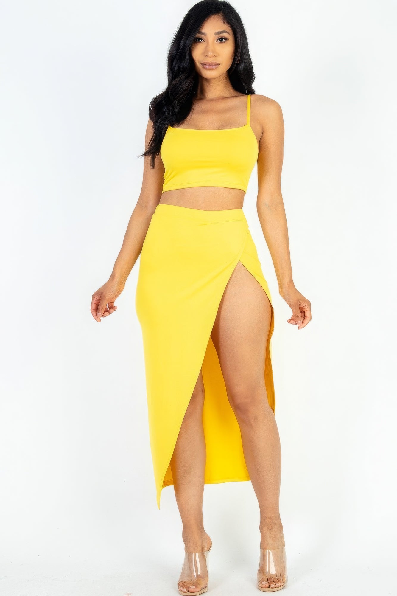 Crop Cami & Split Thigh Maxi Skirt Set - ShopEasier