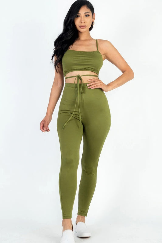 Solid Tie Front Cut Out Jumpsuit - ShopEasier