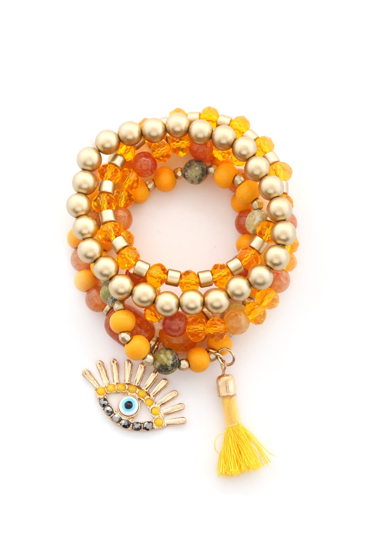 Evil Eye Bead Tassel Bracelet Set - ShopEasier