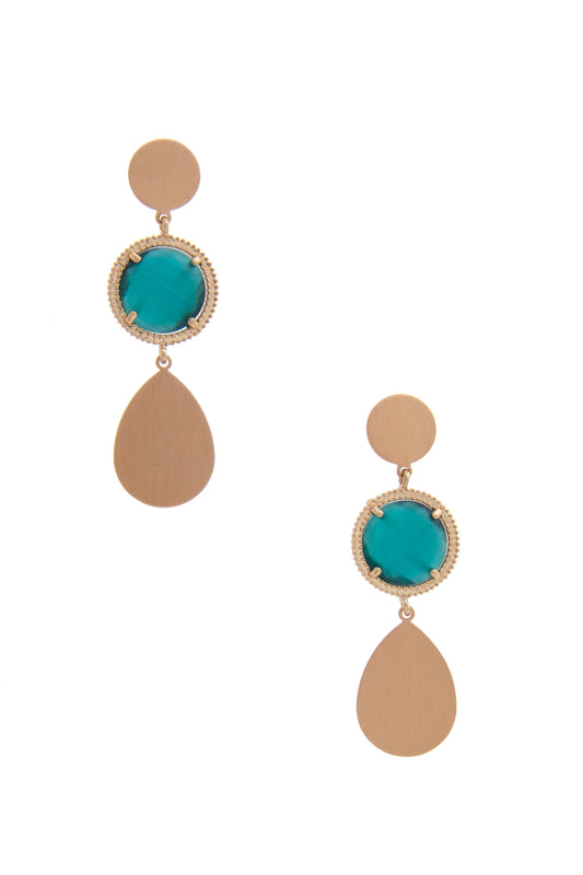 Round Gem Teardrop Dangle Earring - ShopEasier