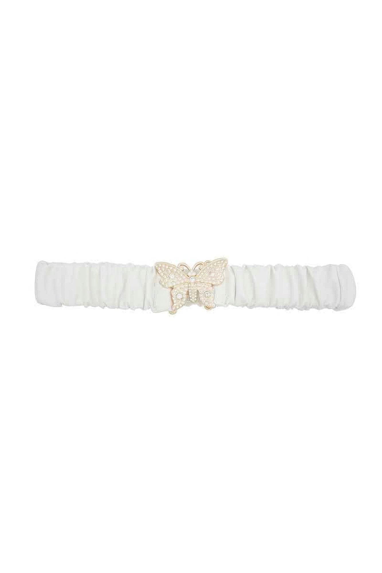 Rhinestone Pave Butterfly Ruched Elastic Back Belt - ShopEasier