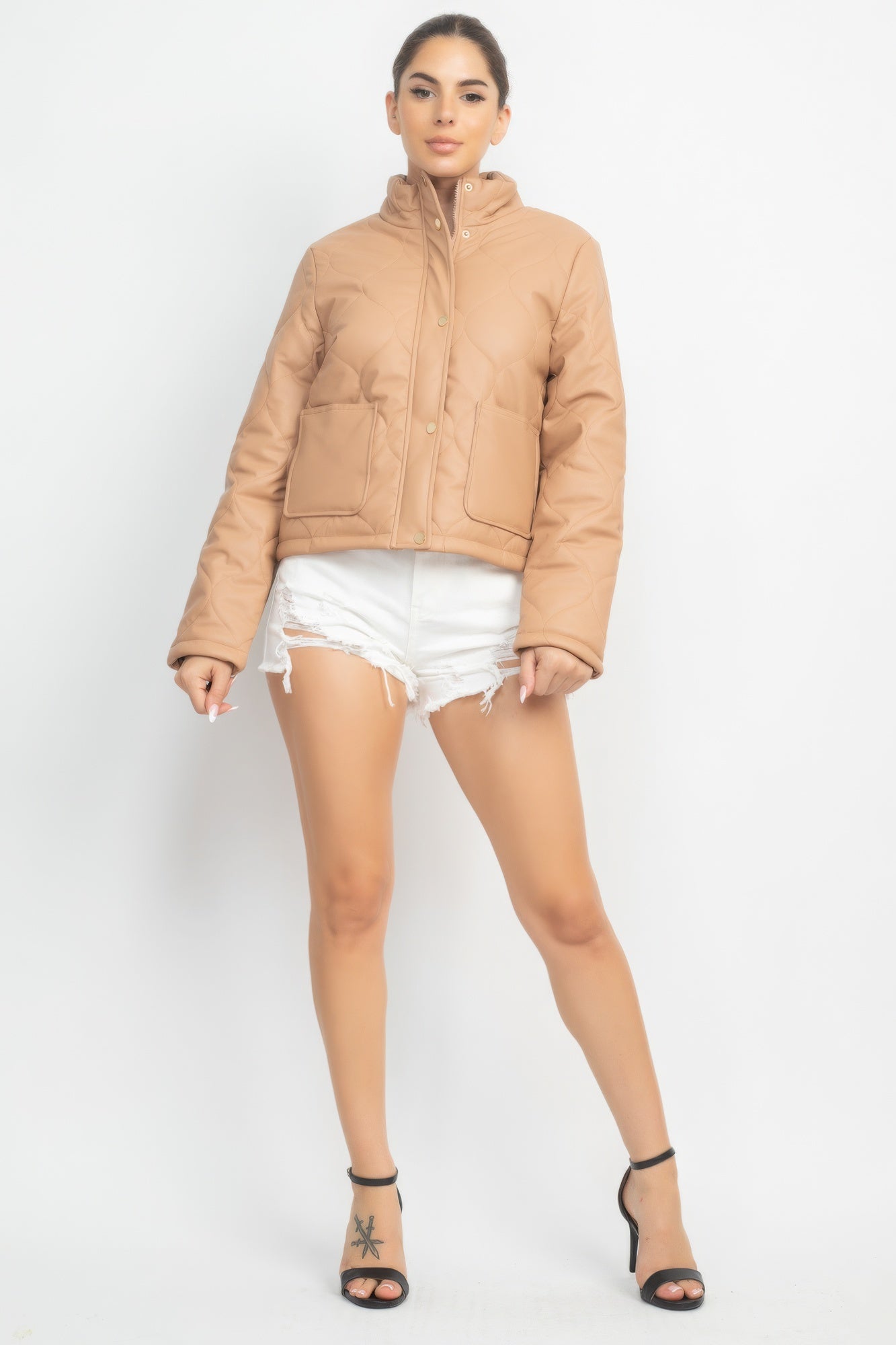 Mock Neck Quilted Jacket - ShopEasier