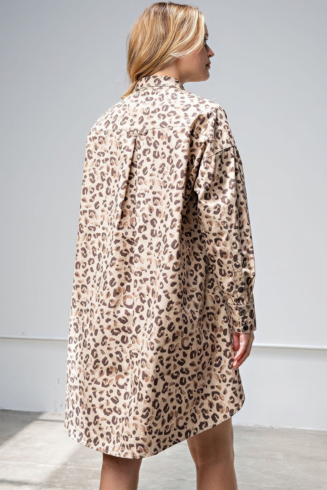 Leopard/animal Printed Shirt Dress - ShopEasier