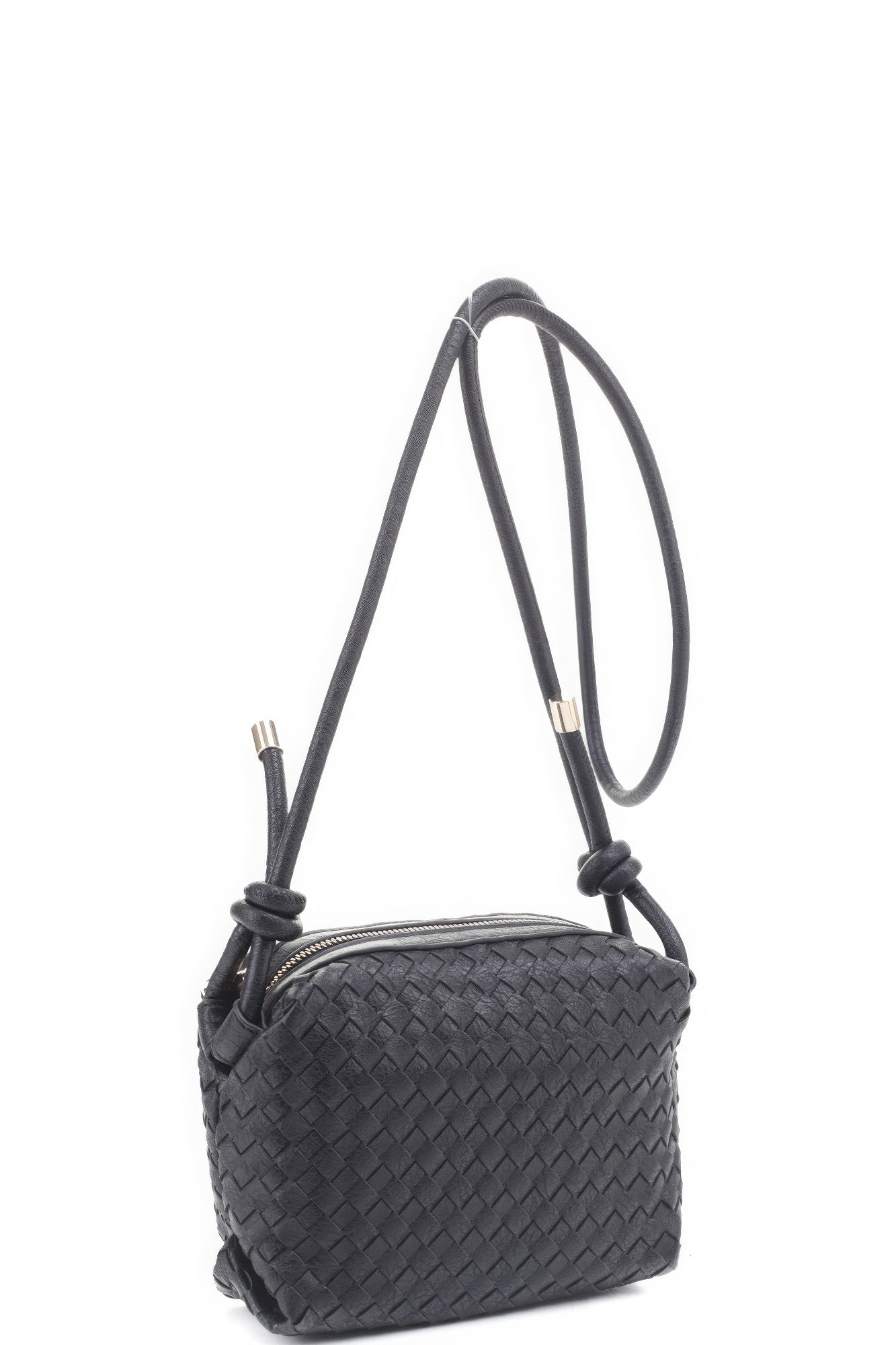 Braid Texture Zipper Crossbody Bag - ShopEasier