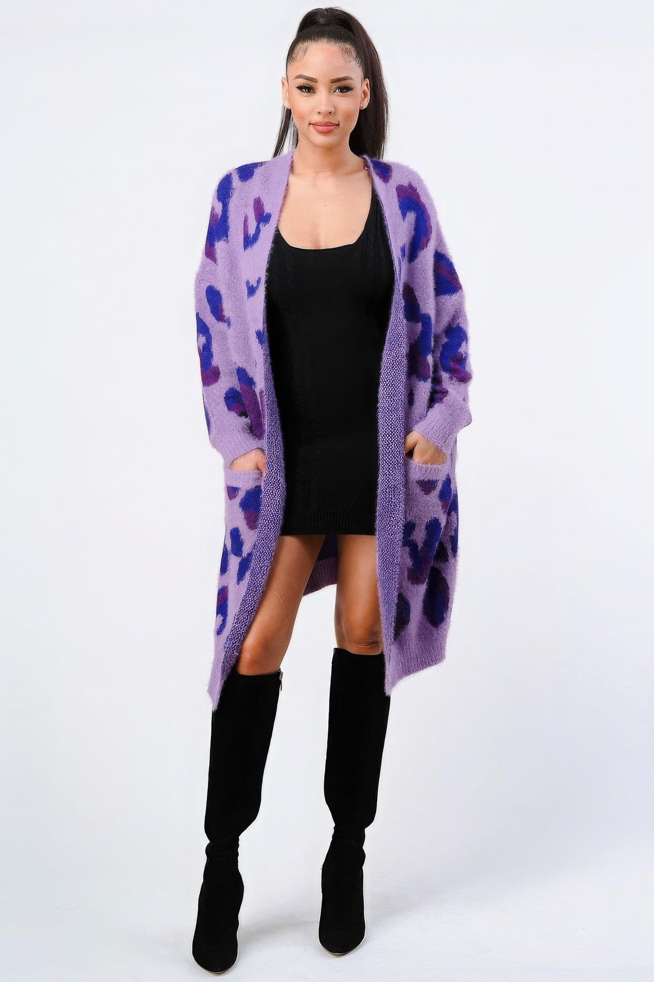 Leopard Angora Sweater Oversized Cardigan - ShopEasier