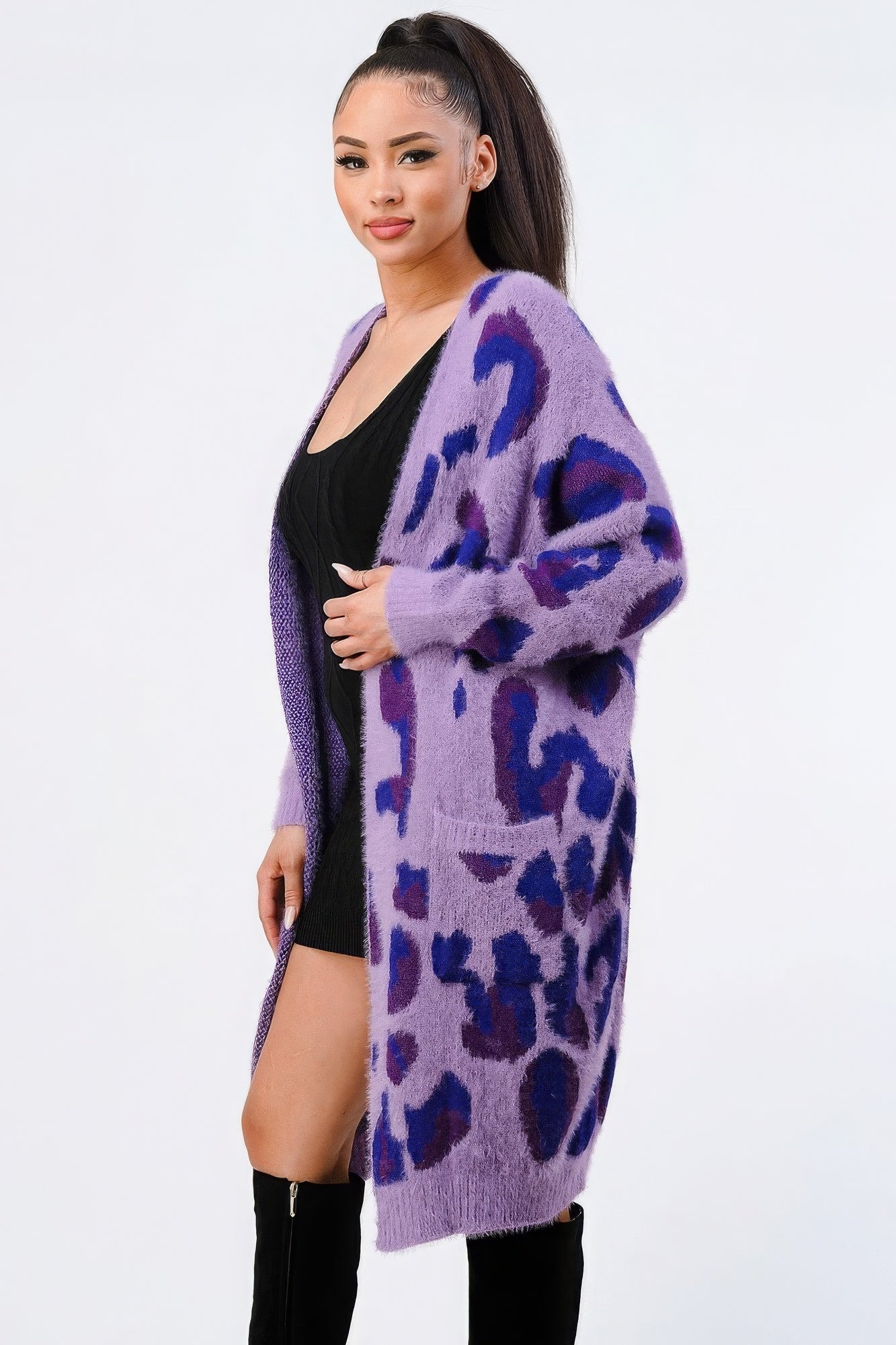 Leopard Angora Sweater Oversized Cardigan - ShopEasier