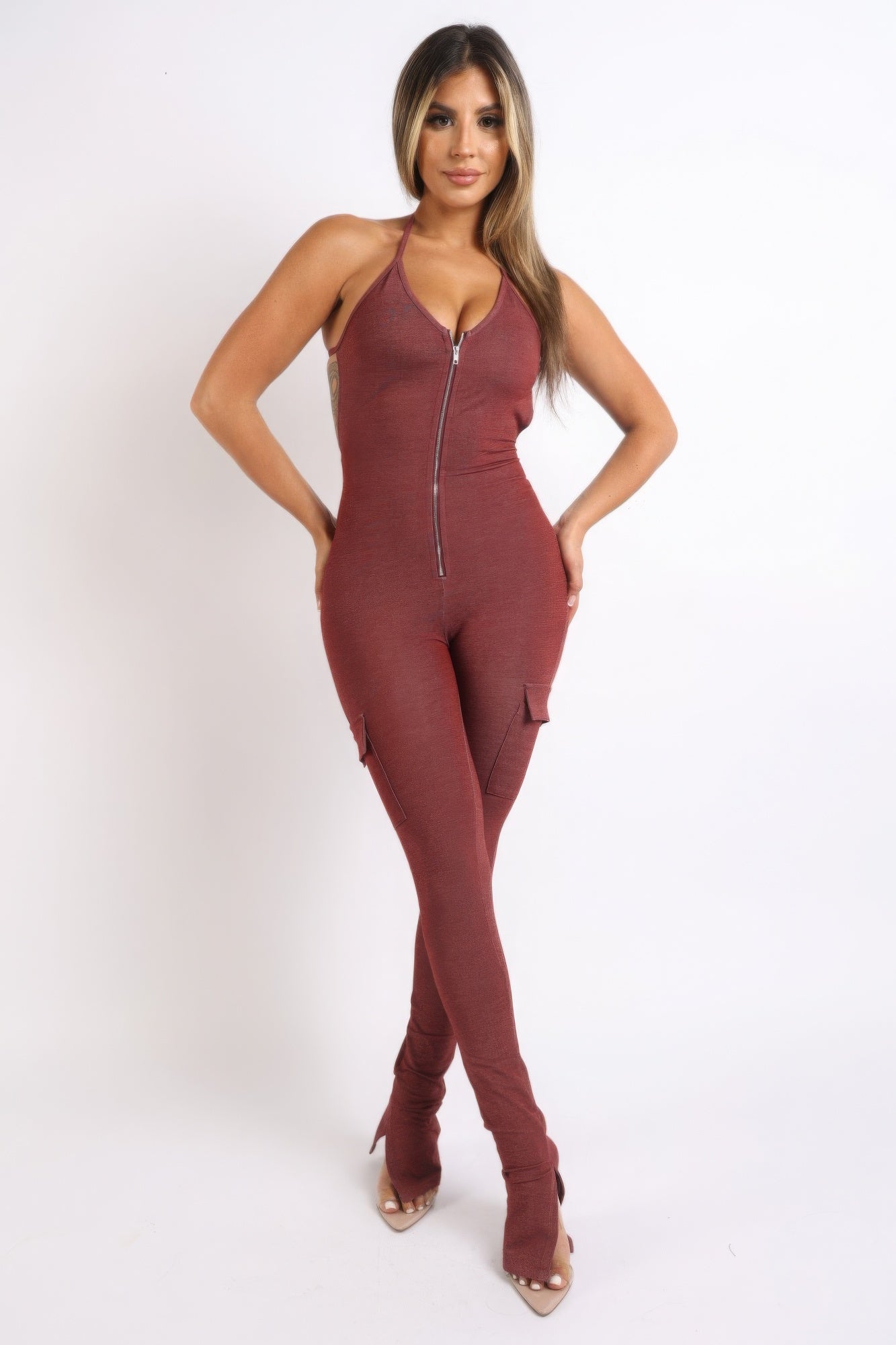 Cargo pocket halter jumpsuit - ShopEasier