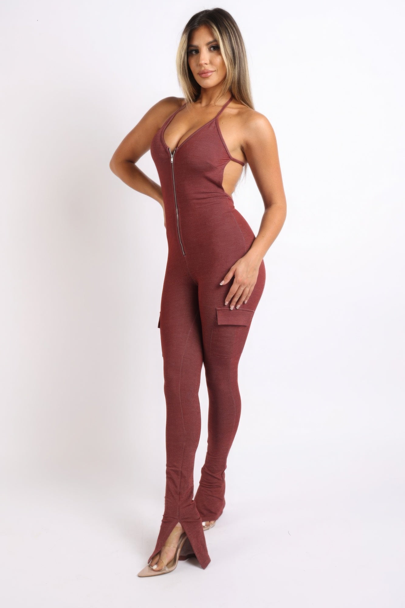 Cargo pocket halter jumpsuit - ShopEasier