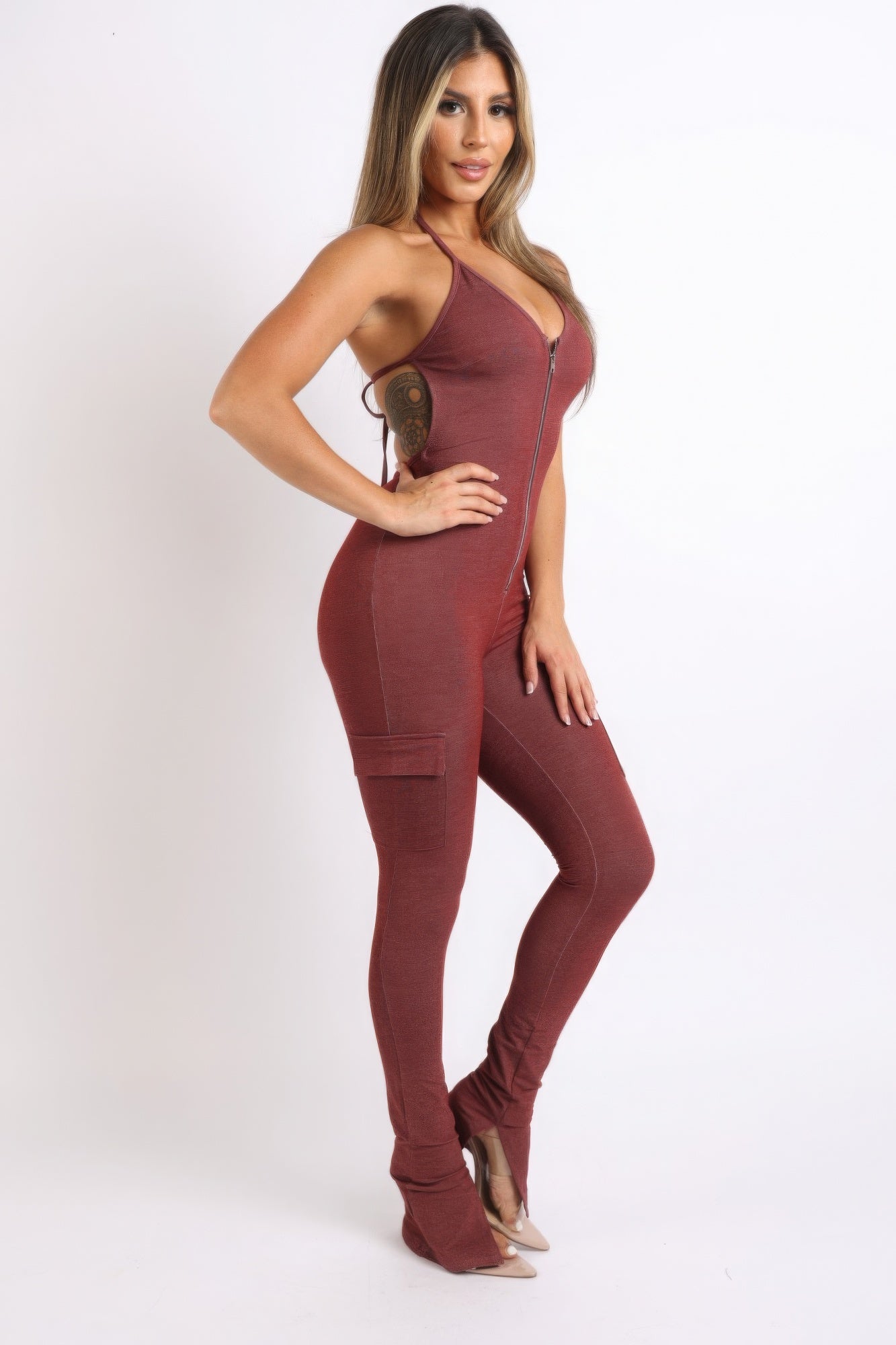 Cargo pocket halter jumpsuit - ShopEasier