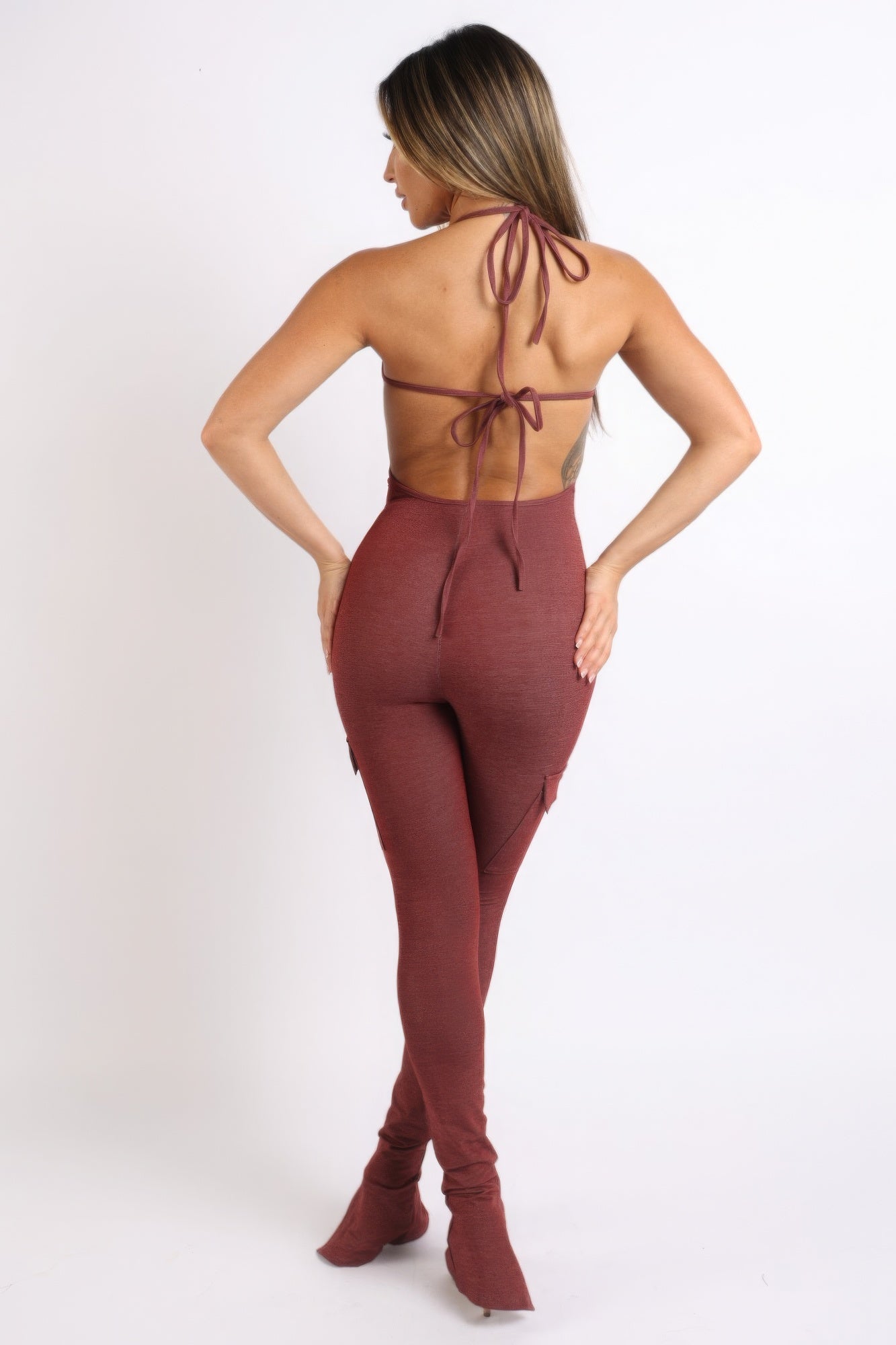 Cargo pocket halter jumpsuit - ShopEasier