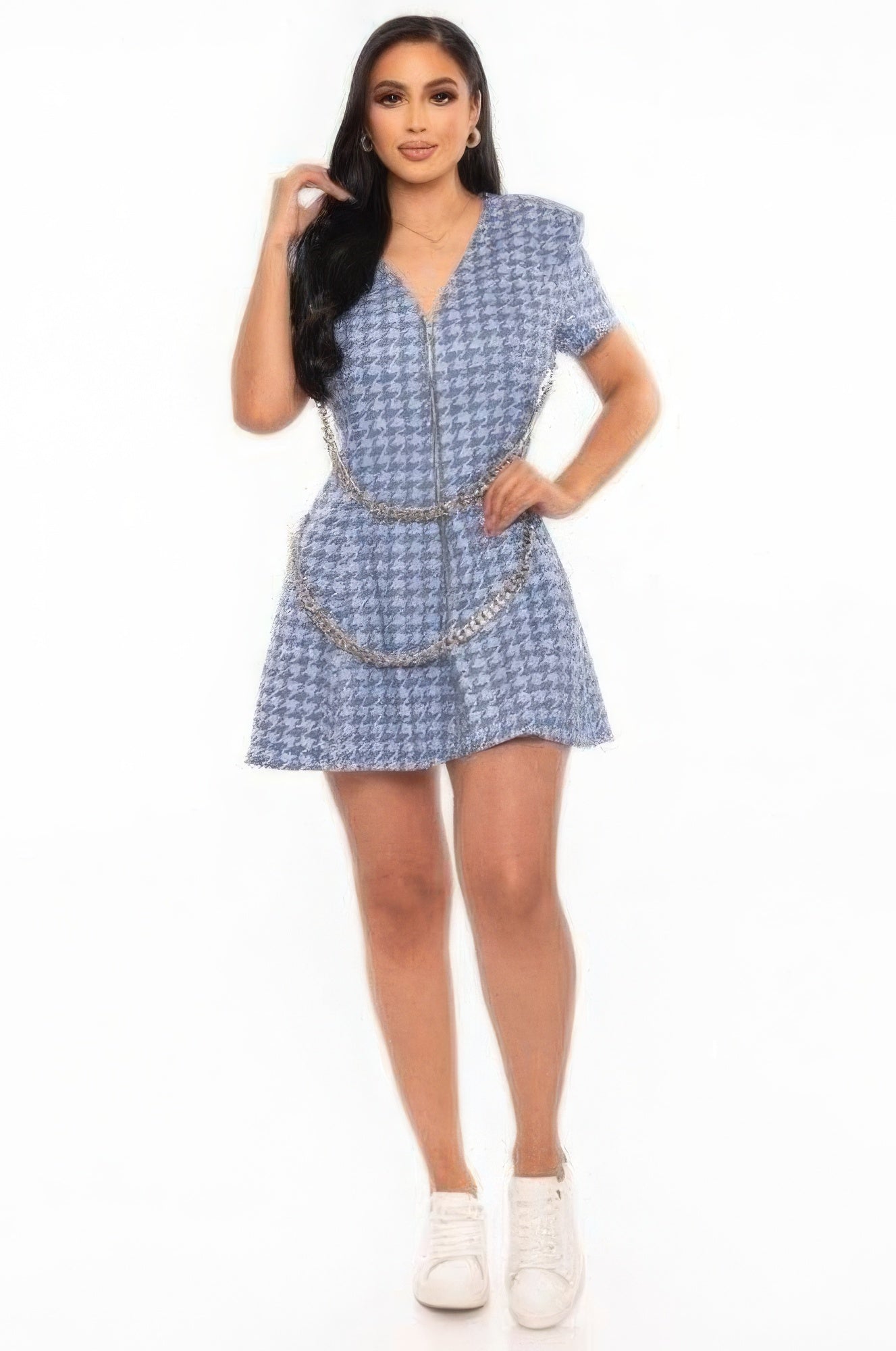 Houndstooth Chain-belt Dress - ShopEasier