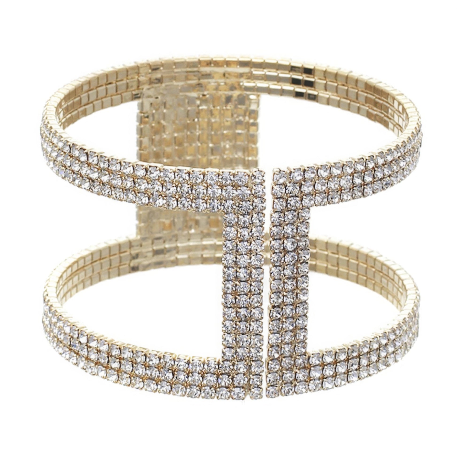 Rhinestone I Shape Memory Wire Bracelet - ShopEasier