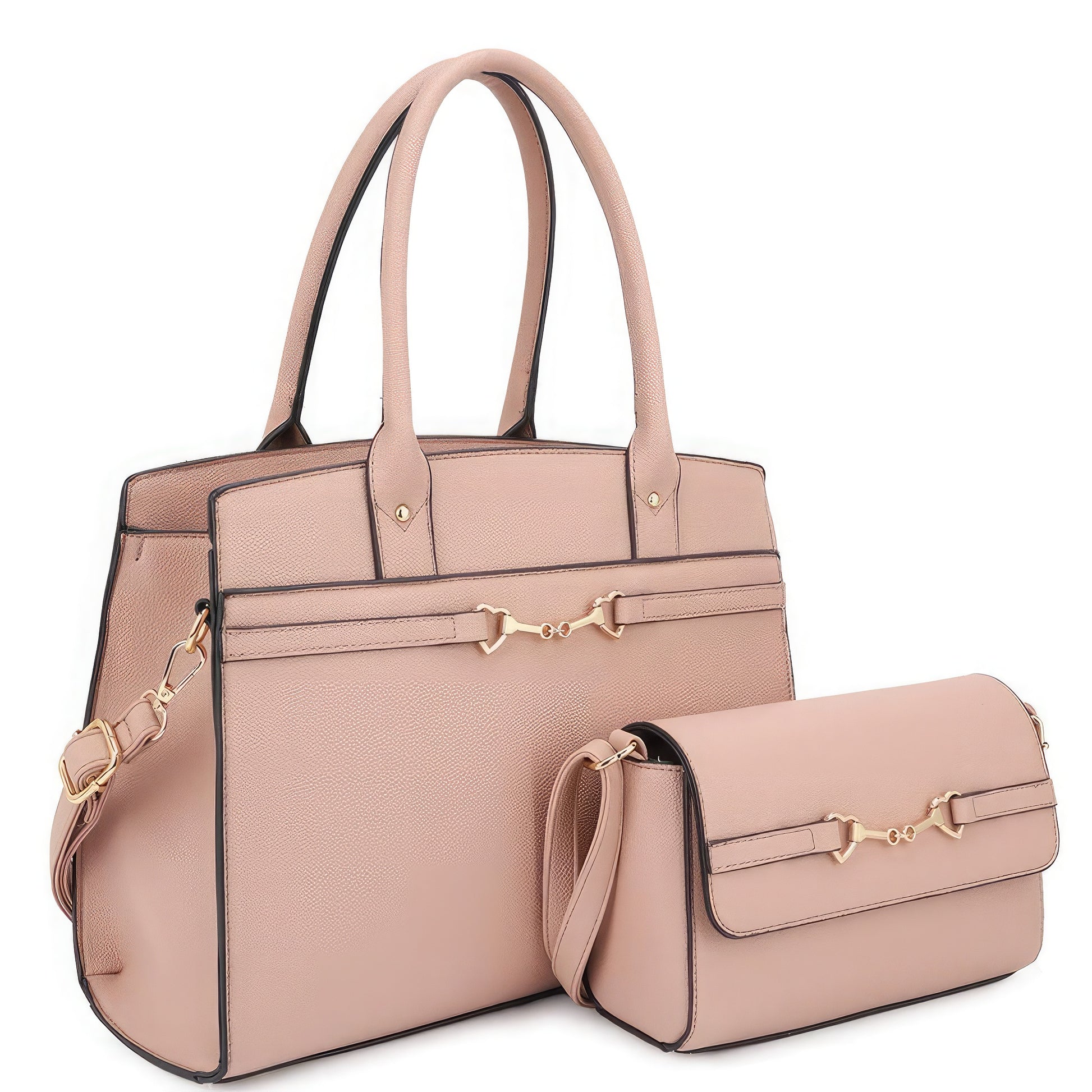 2in1 Matching Design Handle Satchel With Crossbody Bag - ShopEasier