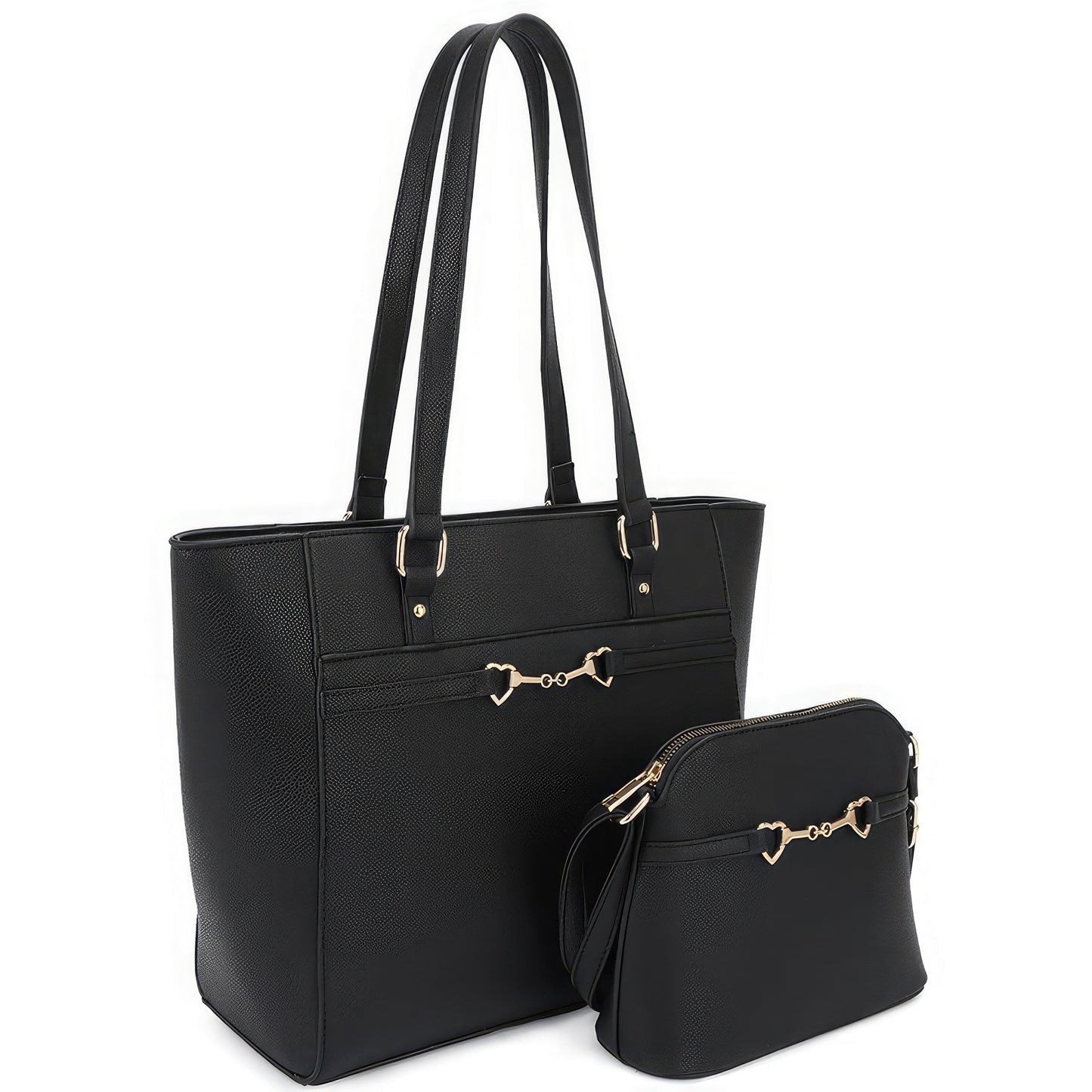 2in1 Smooth Matching Shoulder Tote Bag With Crossbody Set - ShopEasier