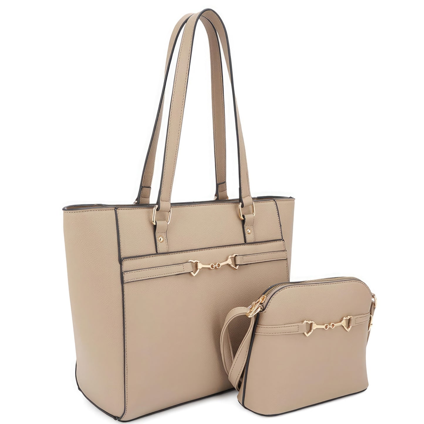 2in1 Smooth Matching Shoulder Tote Bag With Crossbody Set - ShopEasier