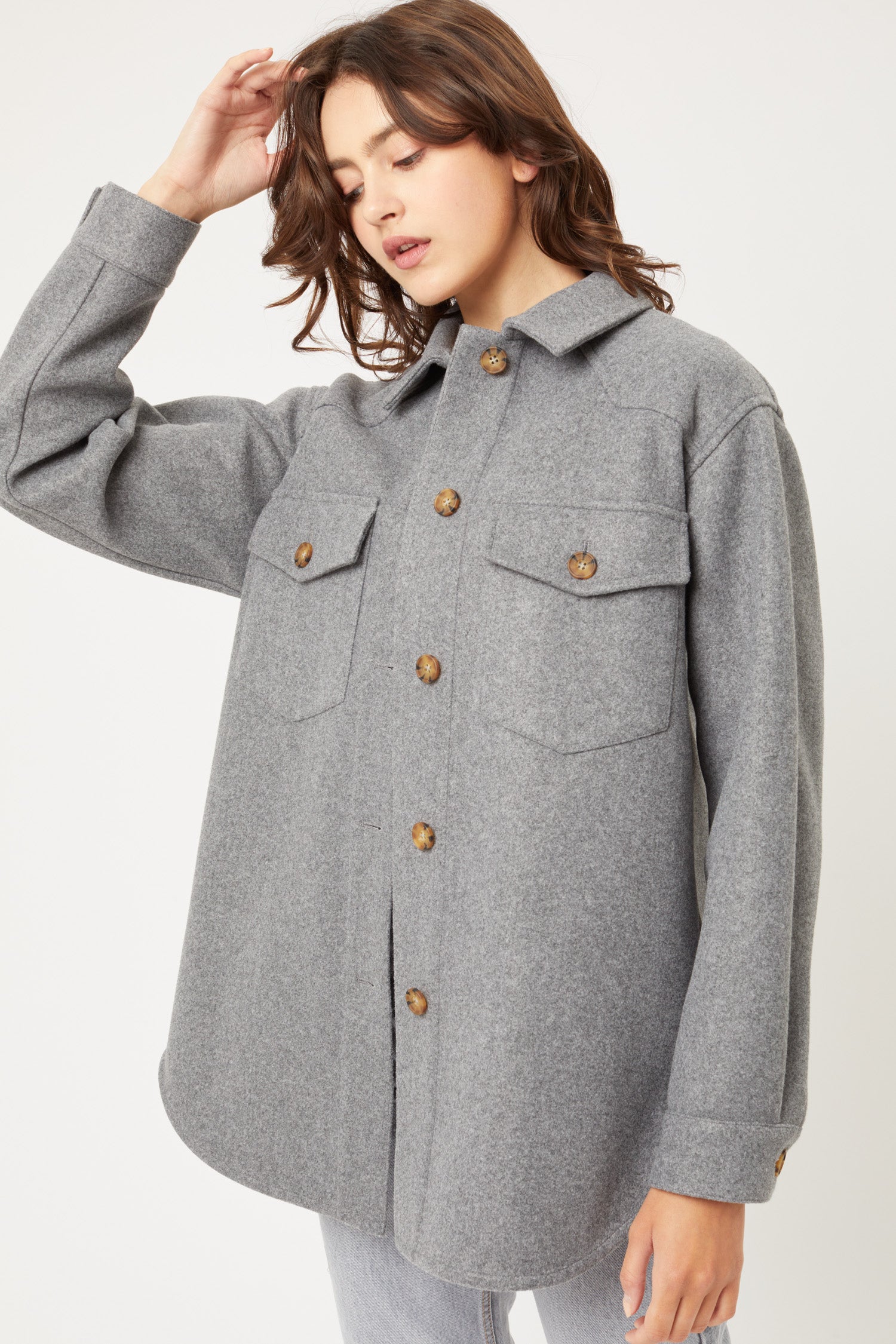 Jq Fleece Oversized Shacket - ShopEasier