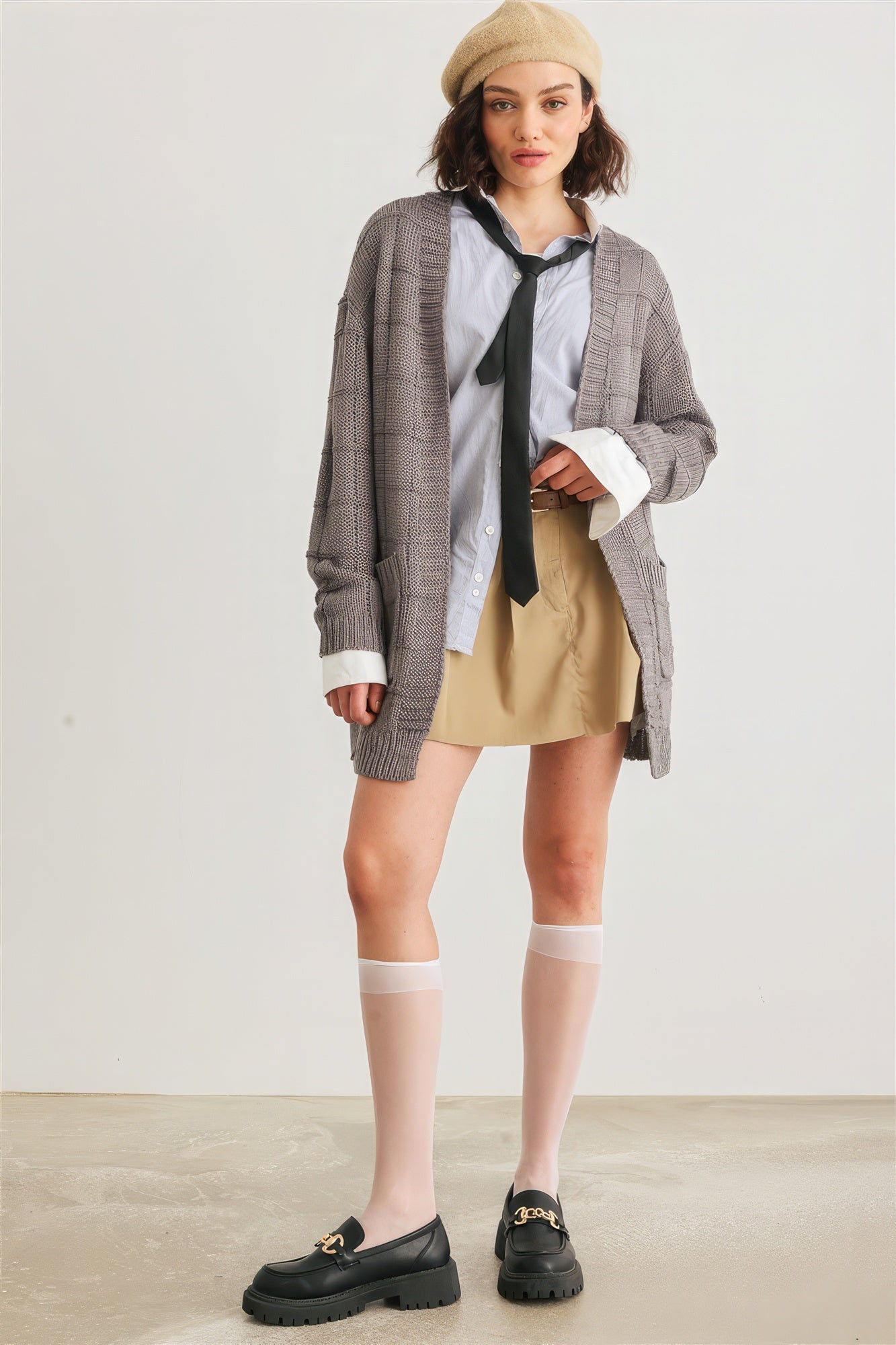 Knit Two Pocket Long Sleeve Open Front Cardigan - ShopEasier