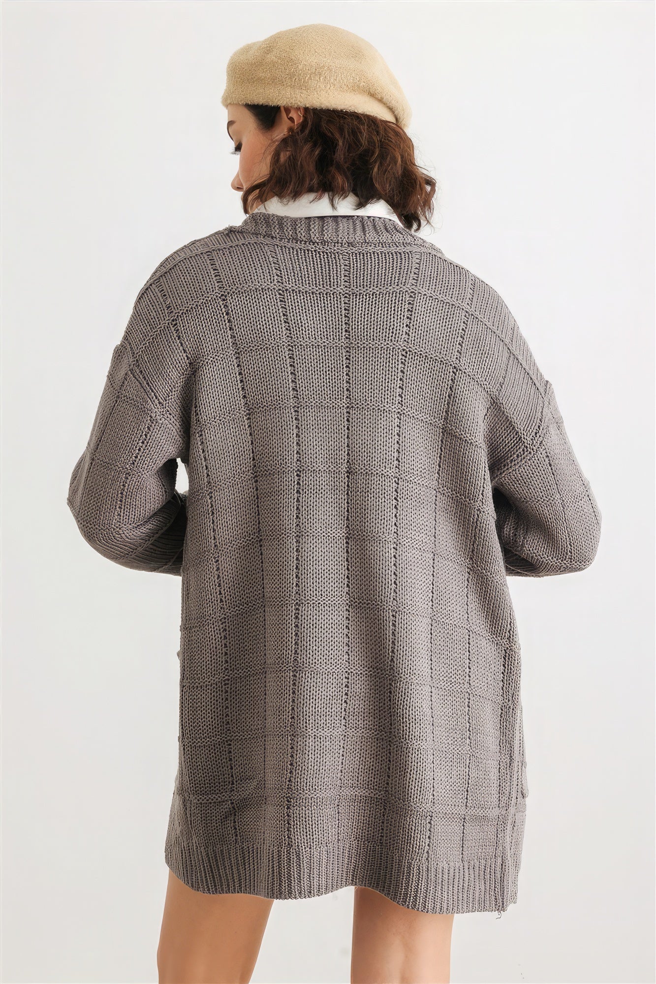 Knit Two Pocket Long Sleeve Open Front Cardigan - ShopEasier