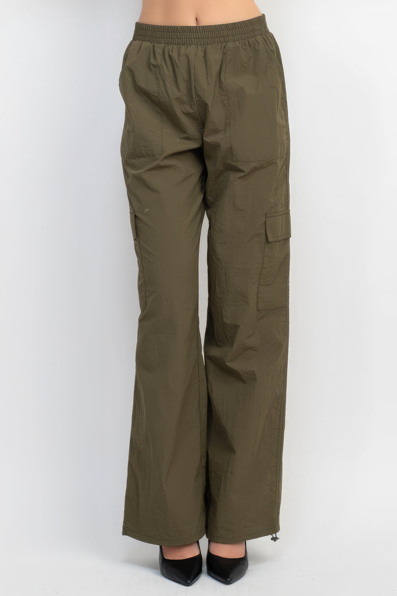 High-rise Cargo Parachute Pants - ShopEasier