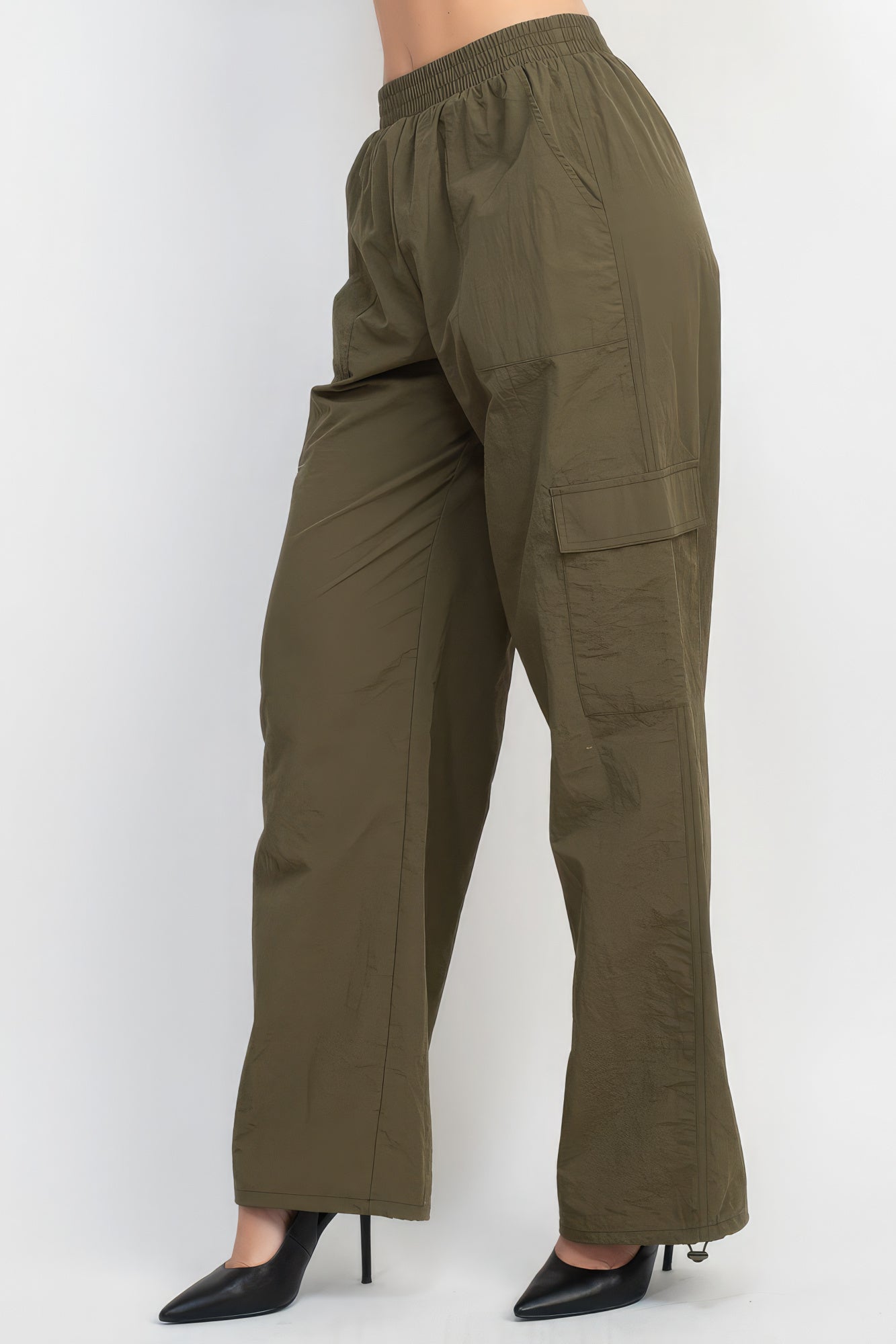 High-rise Cargo Parachute Pants - ShopEasier