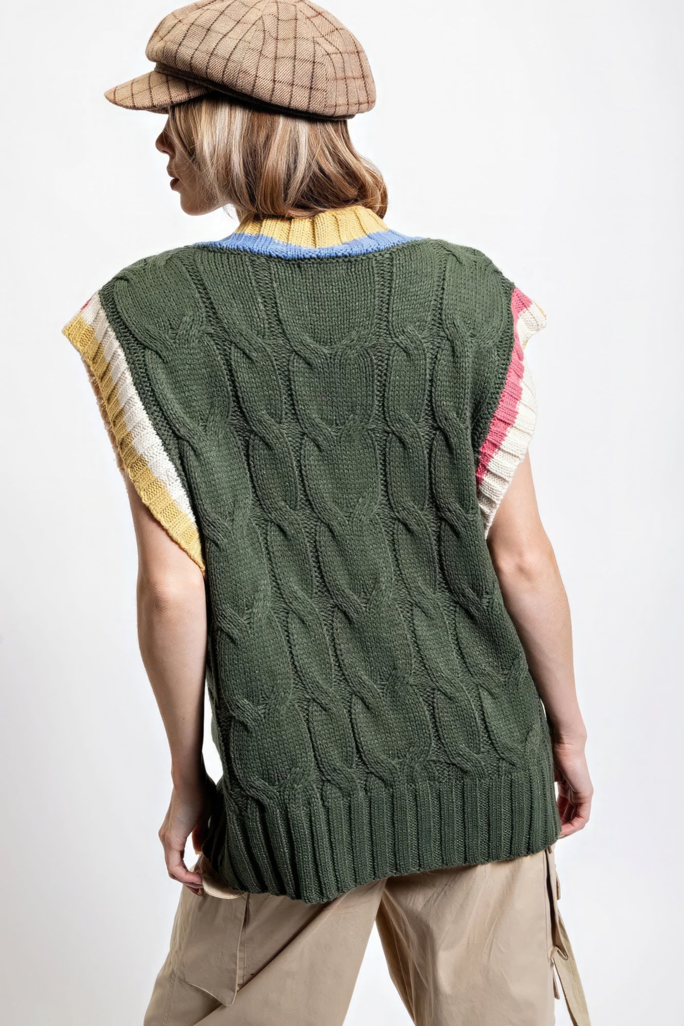 Multi Color Knitted Sweater Vest - ShopEasier