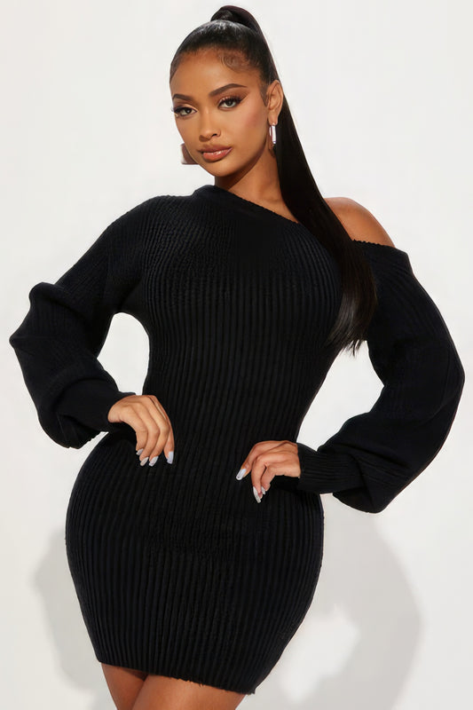 Sweater Knit Mini Dress - ShopEasier