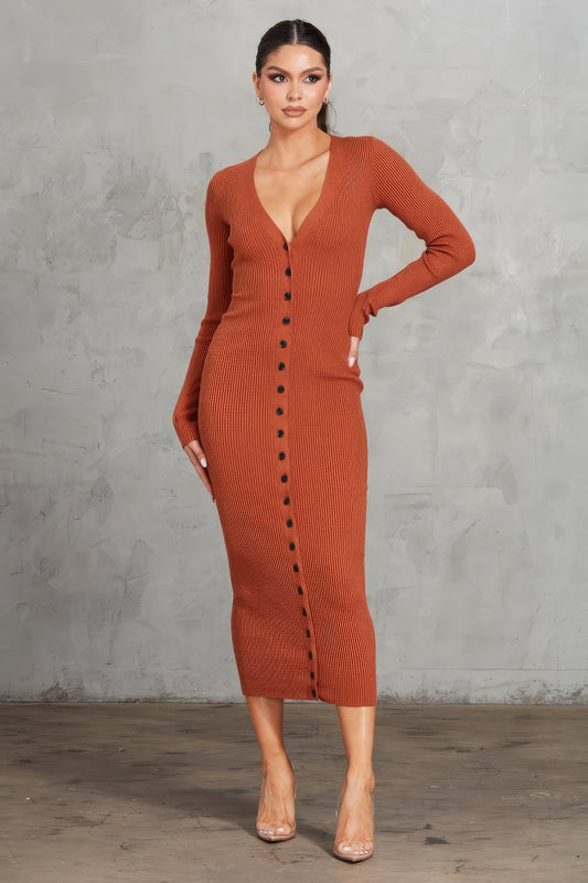 Ribbed Midi Dress - ShopEasier