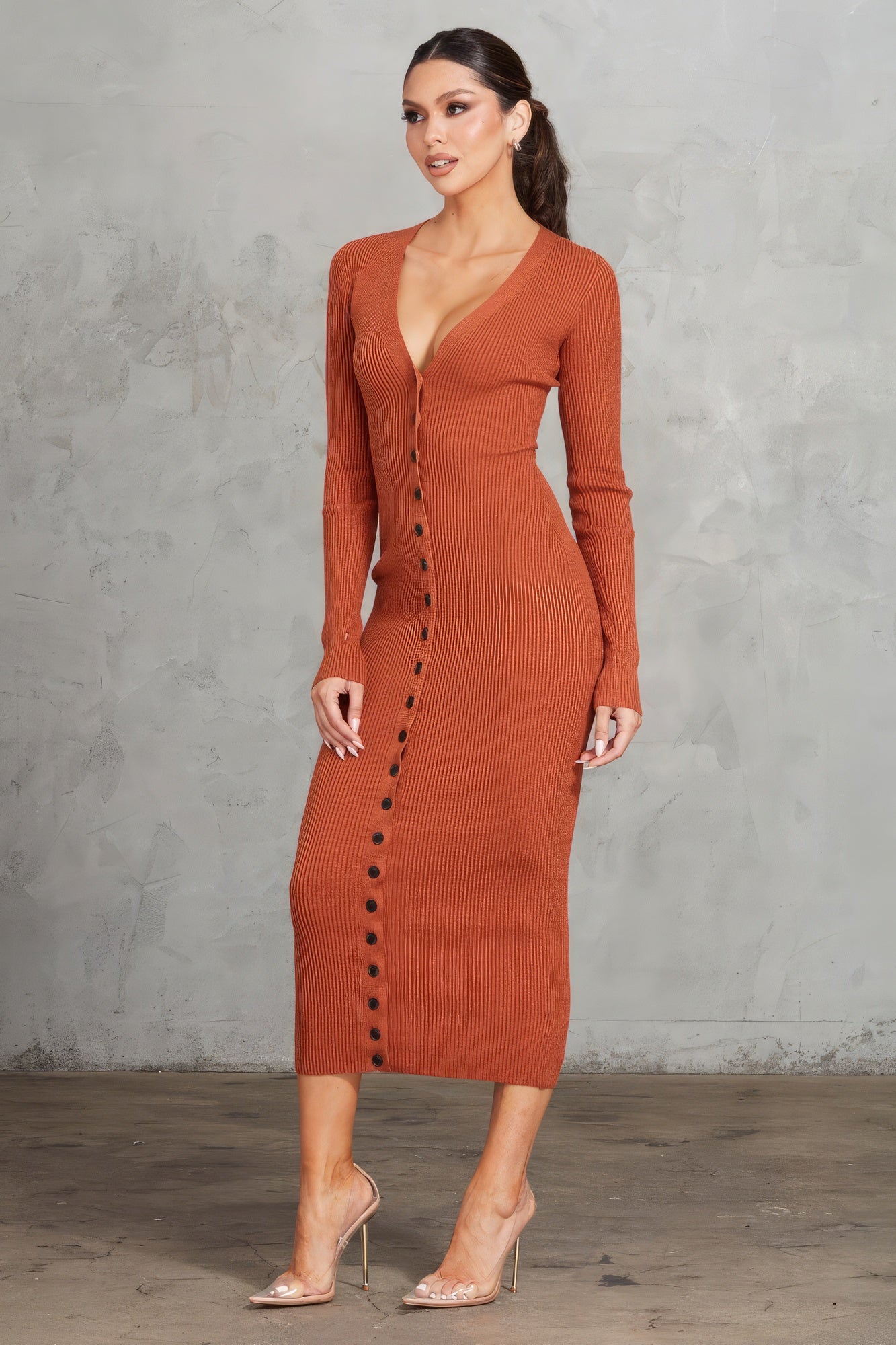 Ribbed Midi Dress - ShopEasier