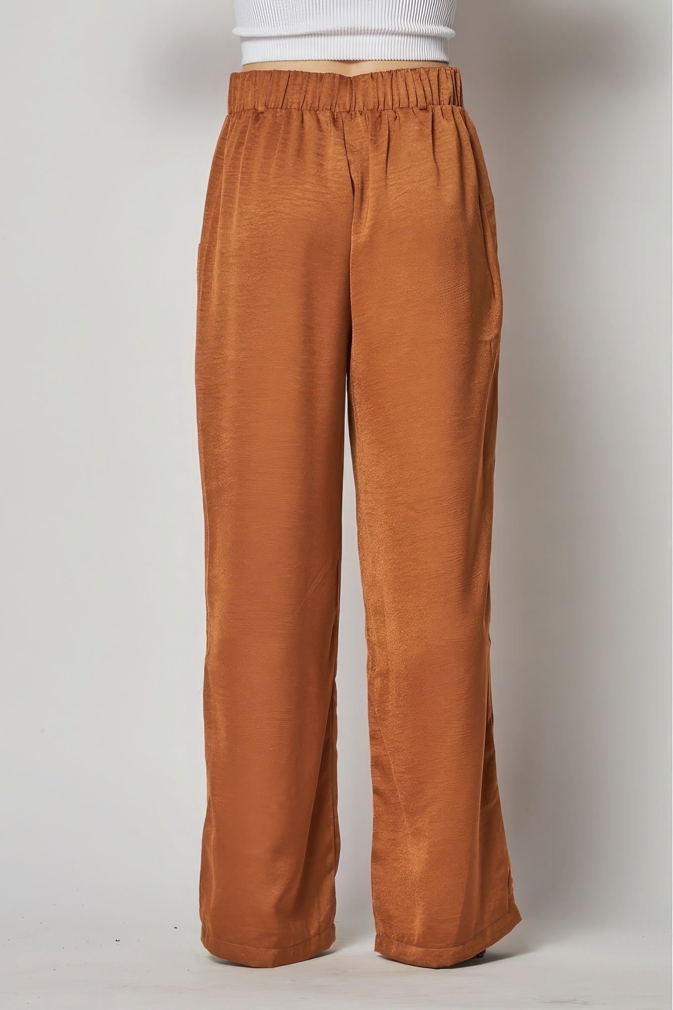 Satin Cargo Pocket Wide Leg Pants - ShopEasier