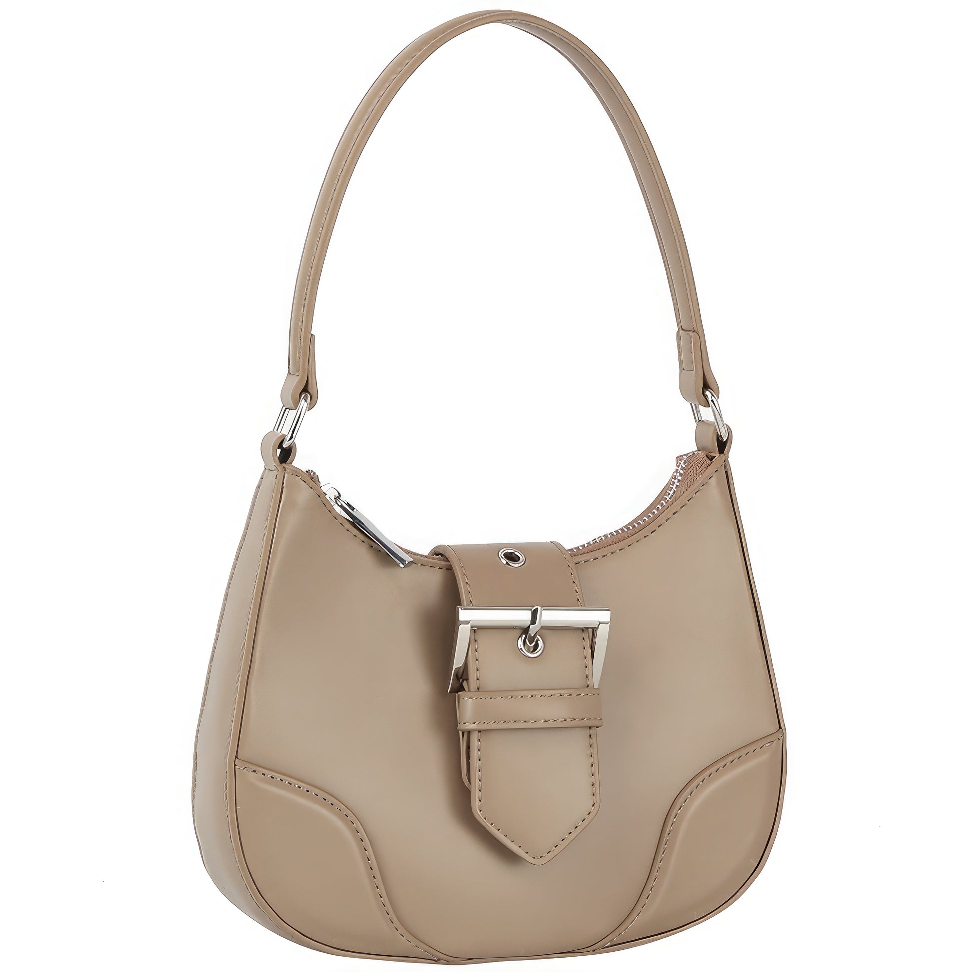 Fashion Buckle Curve Handle Shoulder Bag - ShopEasier