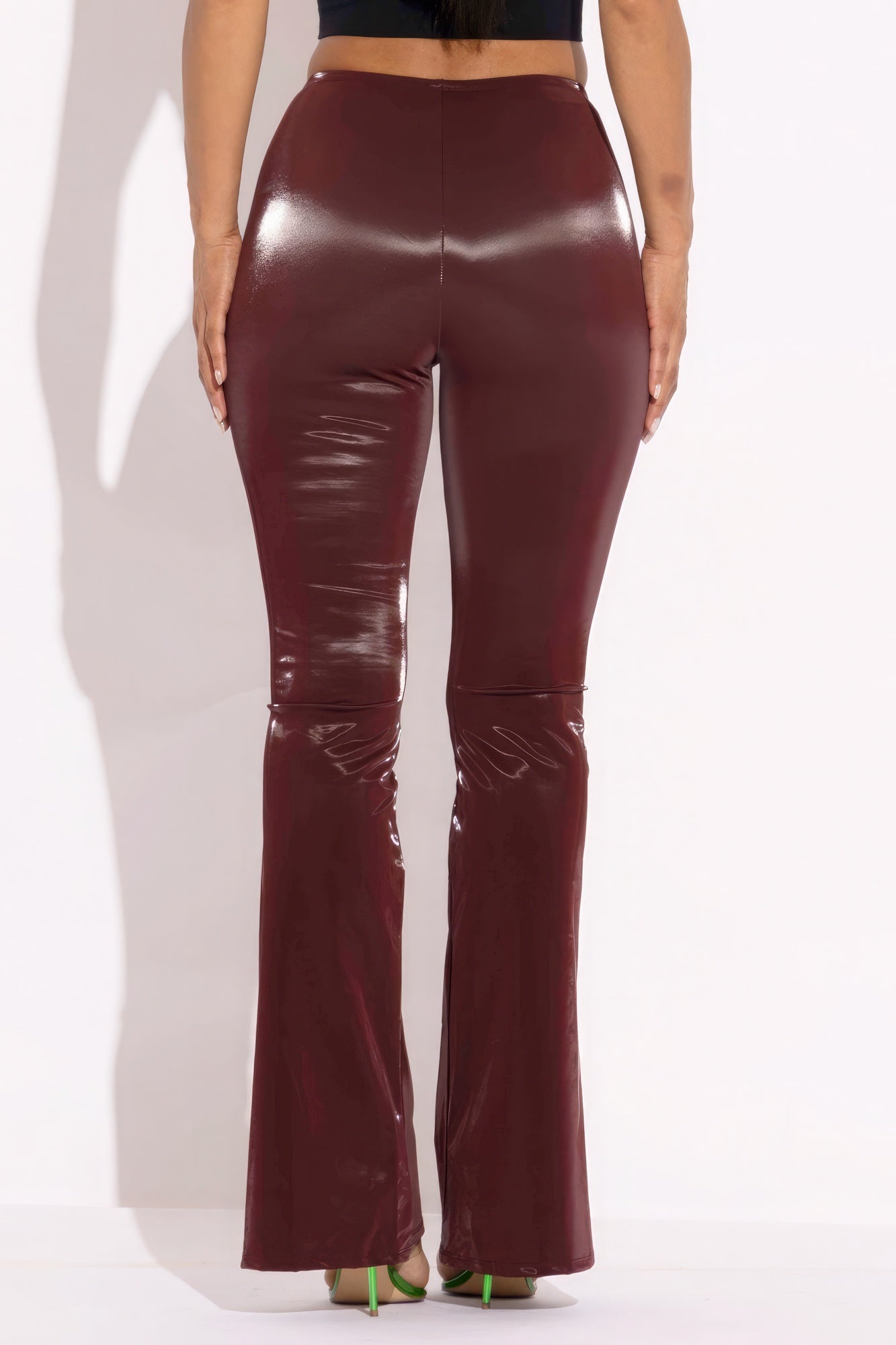 Velvet Pu Flared Pants - ShopEasier