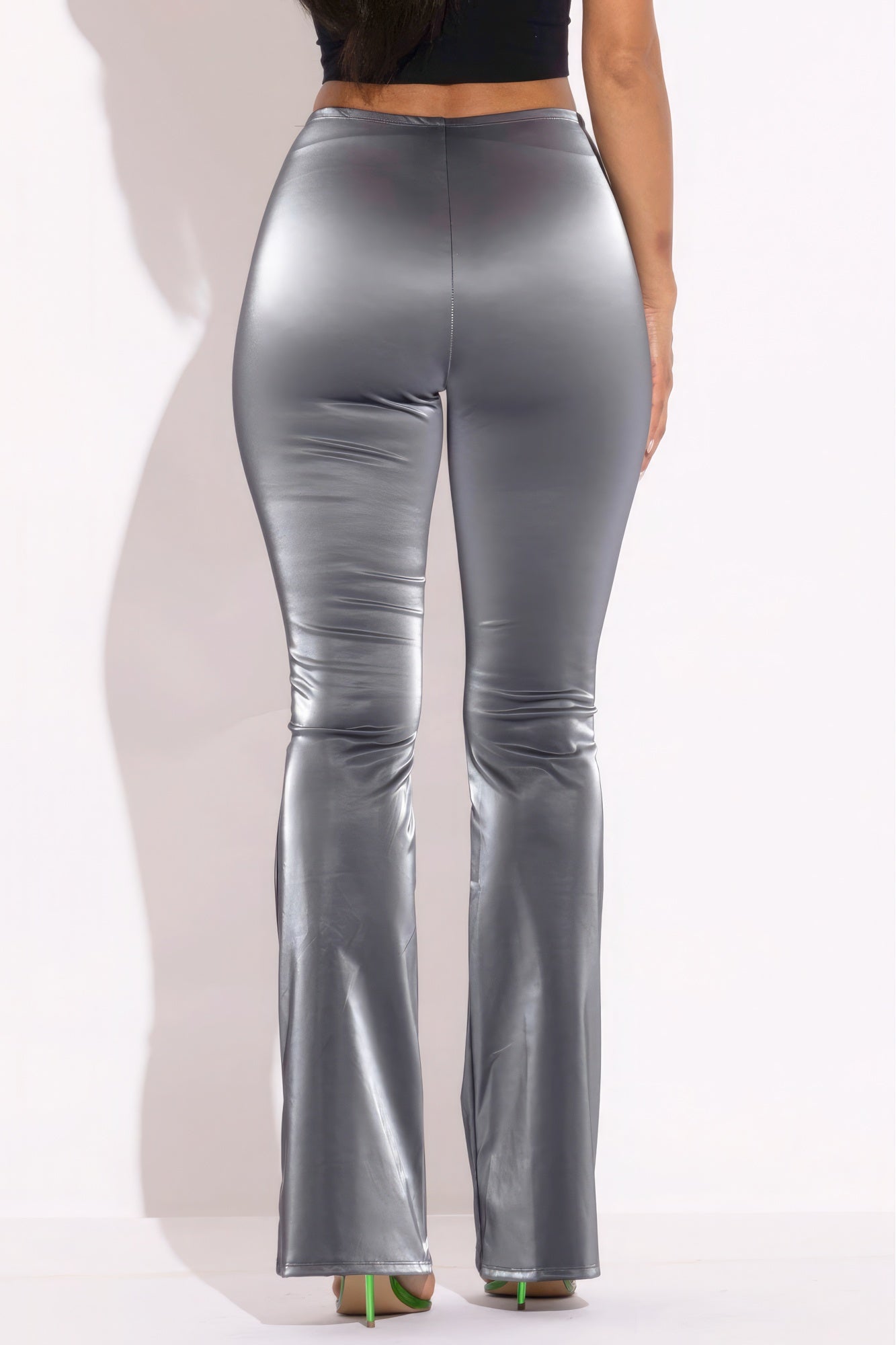 Velvet Pu Flared Pants - ShopEasier